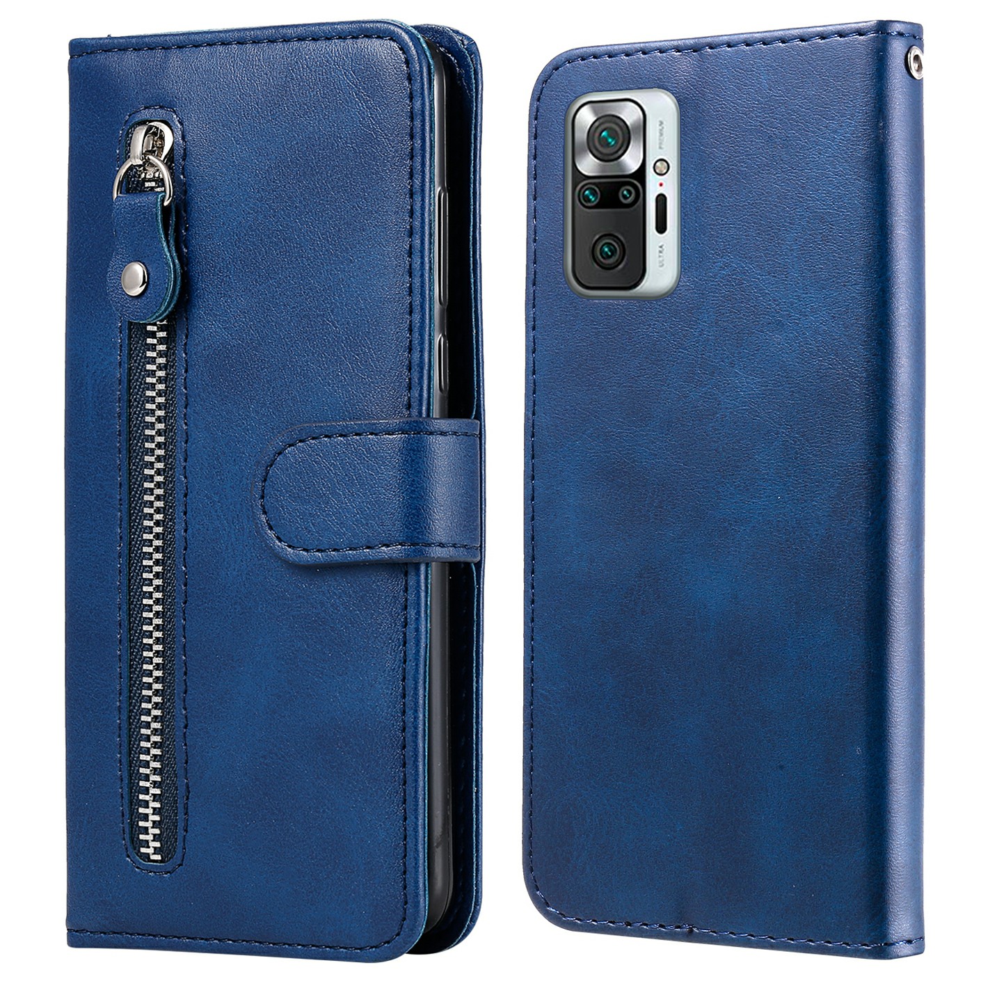 

Anti-fall-reißverschluss-taschen-leder-standard-brieftasche Design Telefonschale Für Xiaomi Redmi Note 10 4G/Note 10s - Blau, Xiaomi Poco M5s 4G
