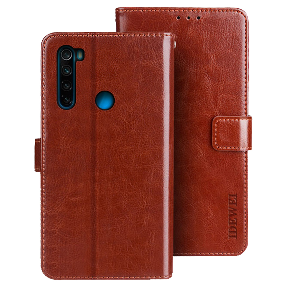 

Idewi Cracy Horse Textur PU Leder Brieftasche Ständer Design Telefonhülle Für Xiaomi Redmi Note 8 2021 - Braun, Xiaomi Redmi Note 8 2021