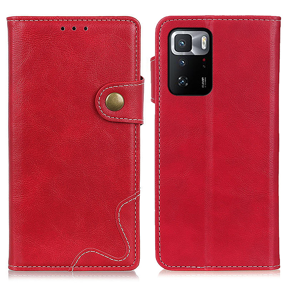 

S-Form Texturierte Ganzkörperschutz PU-Lederwallet-Stand-Cover-Telefon-Hülle Für Xiaomi Poco X3 GT 5G / Redmi-Anmerkung 10 Pro 5G (China) - Rot, Xiaomi Poco X3 GT