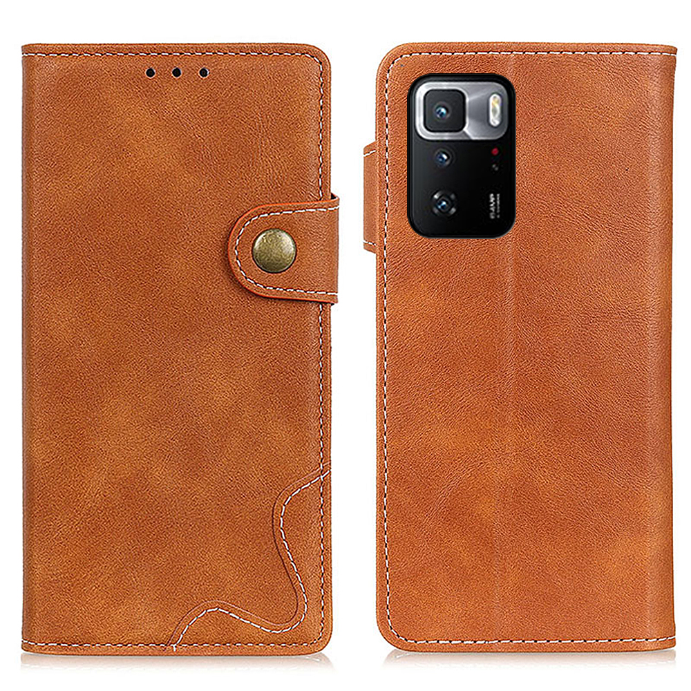 

S-Form Texturierte Ganzkörperschutz PU-Lederwallet-Stand-Cover-Telefon-Hülle Für Xiaomi Poco X3 GT 5G / Redmi-Anmerkung 10 Pro 5G (China) - Braun, Xiaomi Poco X3 GT