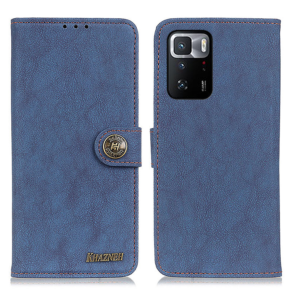 

Khazhen Kratzresistant Retro Geteiltes Ledernähte Phone Hülle Wallet Standabdeckung Für Xiaomi Poco X3 GT/Redmi Note 10 Pro 5G (China) - Blau, Xiaomi Poco X3 GT