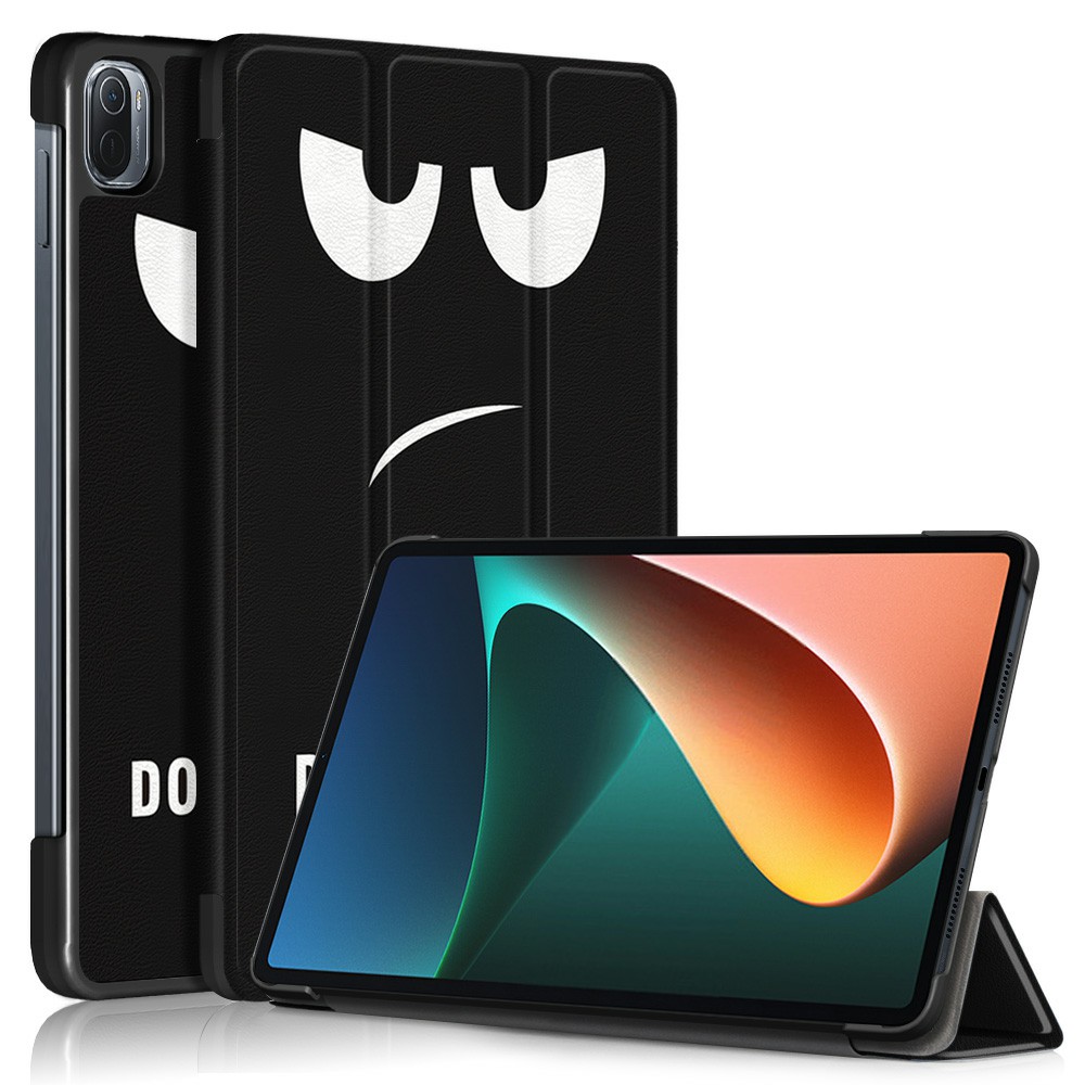 

Musterdruck Premium Tri-Fold Stand Auto Wake / Sleep Ultra Slim PU Leder Smart Case Cover Mit Für Xiaomi Pad 5/Pad 5 Pro - Wütender Blick, Xiaomi Pad 5 Pro