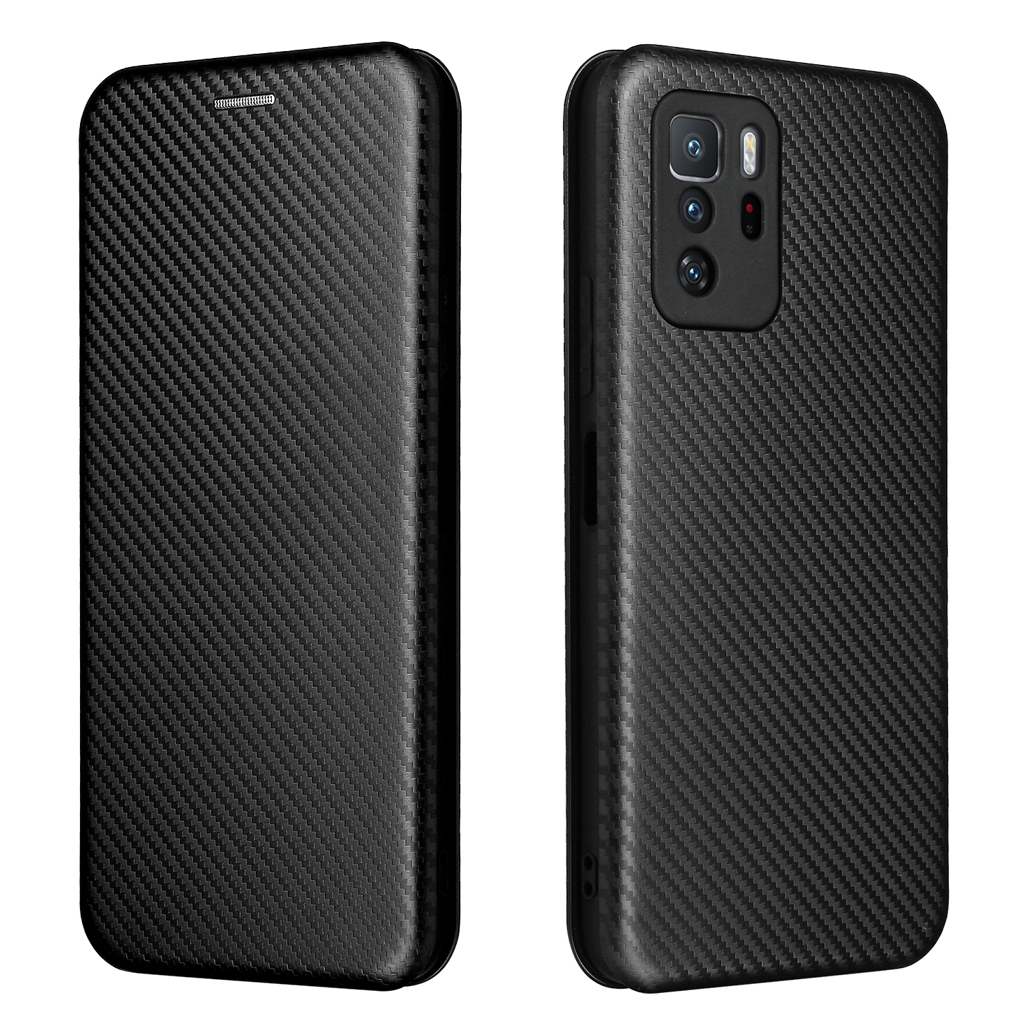 

Carbonfaser Textur Gut Geschützt Magnetisch Automatisch Absorbiertes Leder-telefonfall Für Xiaomi Redmi Note 10 Pro 5G (china)/poco X3 GT - Schwarz, Xiaomi Redmi Note 10 Pro 5G (China)