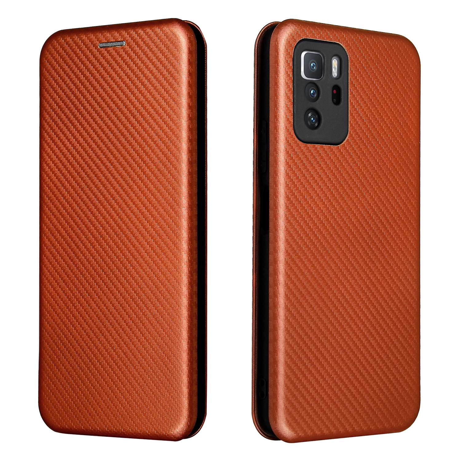 

Carbonfaser Textur Gut Geschützt Magnetisch Automatisch Absorbiertes Leder-telefonfall Für Xiaomi Redmi Note 10 Pro 5G (china)/poco X3 GT - Orange, Xiaomi Redmi Note 10 Pro 5G (China)