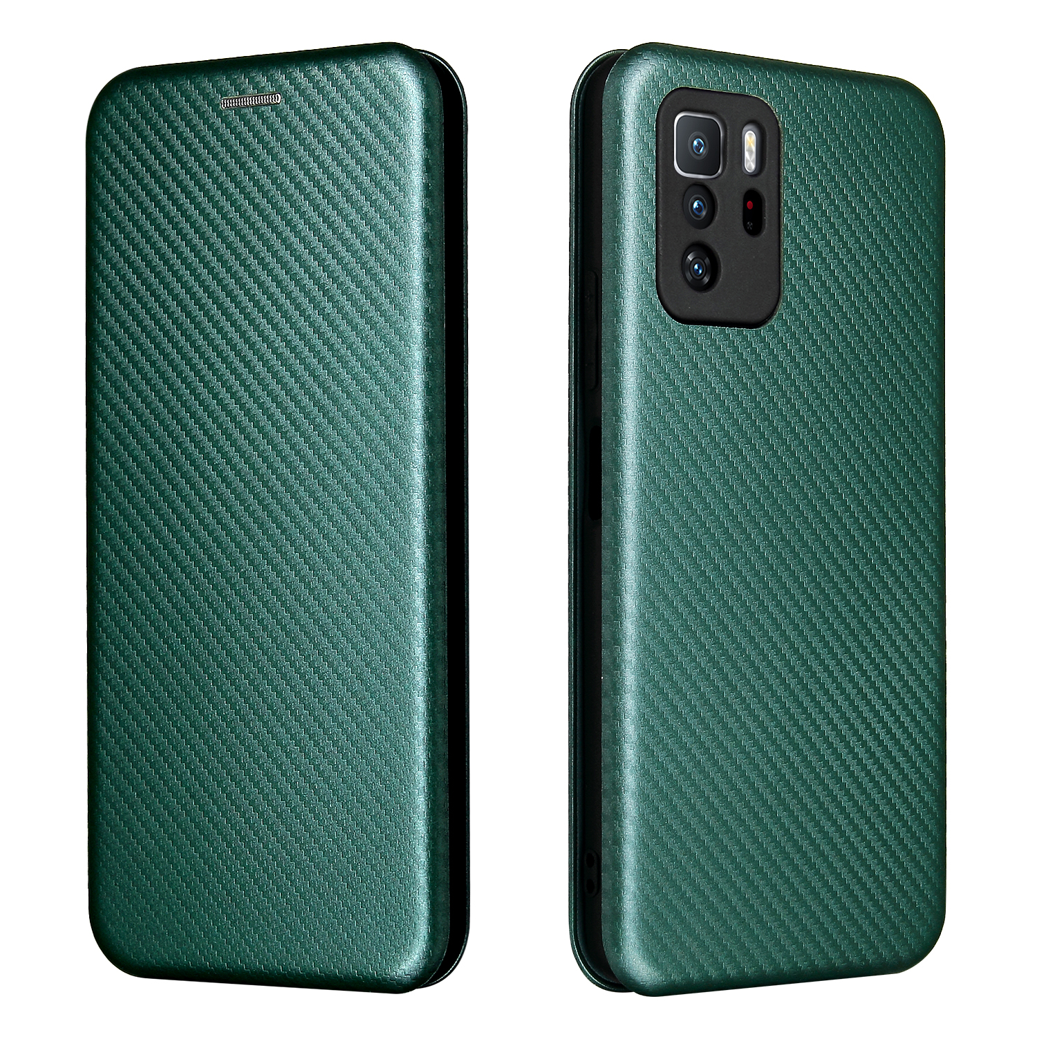 

Carbonfaser Textur Gut Geschützt Magnetisch Automatisch Absorbiertes Leder-telefonfall Für Xiaomi Redmi Note 10 Pro 5G (china)/poco X3 GT - Grün, Xiaomi Redmi Note 10 Pro 5G (China)