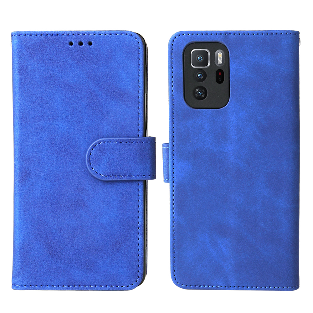 

Haut-Touch-weiches Gefühl Leder-Folio-Flip-Brieftasche Telefonständer-Hülle Für Xiaomi-Redmi-Anmerkung 10 Pro 5G (China) / POCO X3 Gt - Blau, Xiaomi Redmi Note 10 Pro 5G (China)