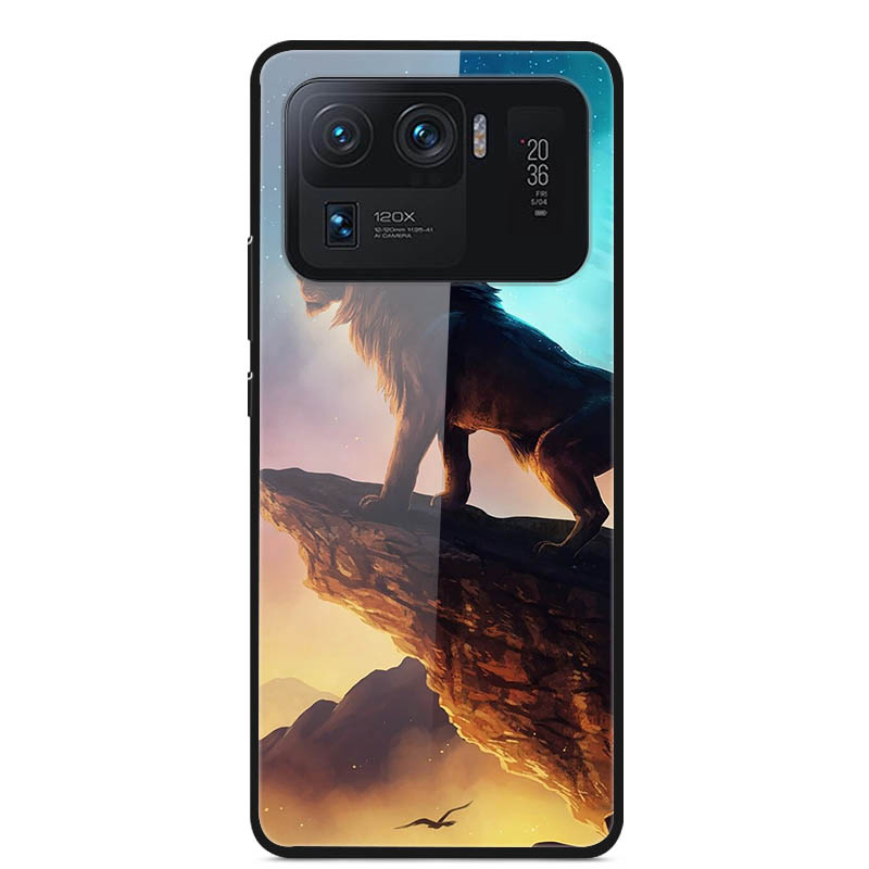 

Pattern Printing Design Tempered Glass Back Cover TPU Bumper + PC Anti-Scratch Case for Xiaomi Mi 11 Ultra - Lion, Xiaomi Xiaomi Mi 11 Ultra