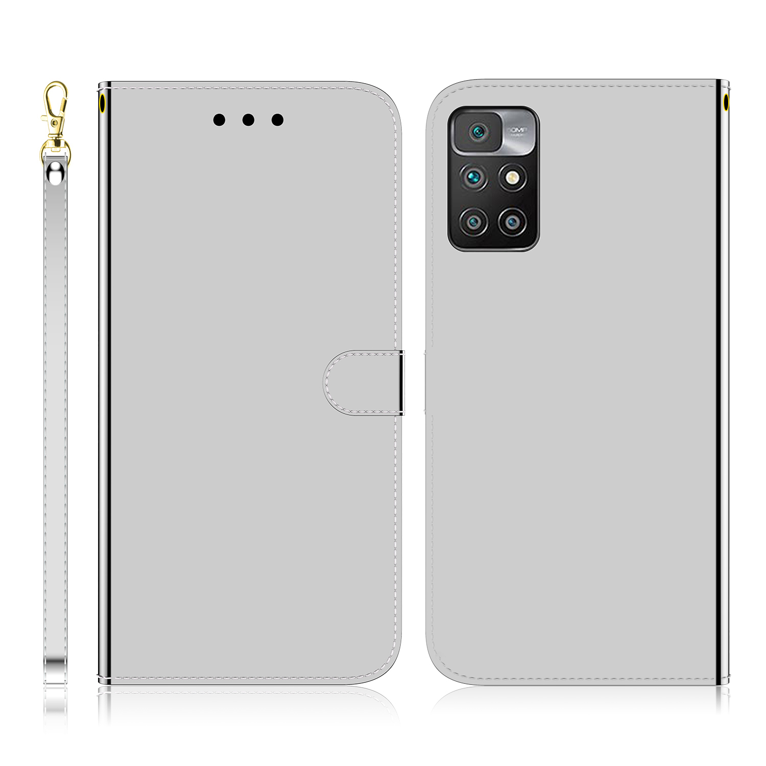 

Élégant Boîtier de Portefeuille en Surface en Surface en Surface Écouteur de Couverture en Cuir de Protection Pour Xiaomi Redmi 10 4G (2021) / 10 Prime / 10 2022 4G / Note 11 4G (MediaTek) - Argent, Xiaomi Xiaomi Redmi 10