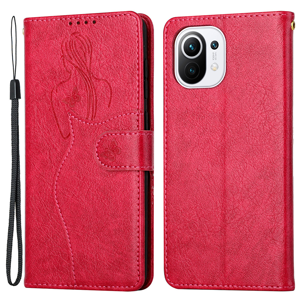 

Modèle de Fille Impression de Portefeuille Magnétique Support de Support en Cuir en Cuir Complet Avec Bracelet Pour Xiaomi Mi 11 Lite 4g / mi 11 Lite 5G / 11 Lite 5G NE - Rouge, Xiaomi Xiaomi Mi 11 Lite 5G