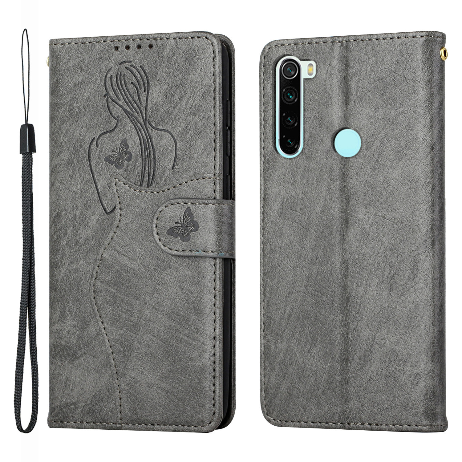 

Shockproof Well-Protected Imprinting Girl Pattern Leather Wallet Stand Design Phone Case for Xiaomi Redmi Note 8 2021 - Grey, Xiaomi Xiaomi Redmi Note 8 2021