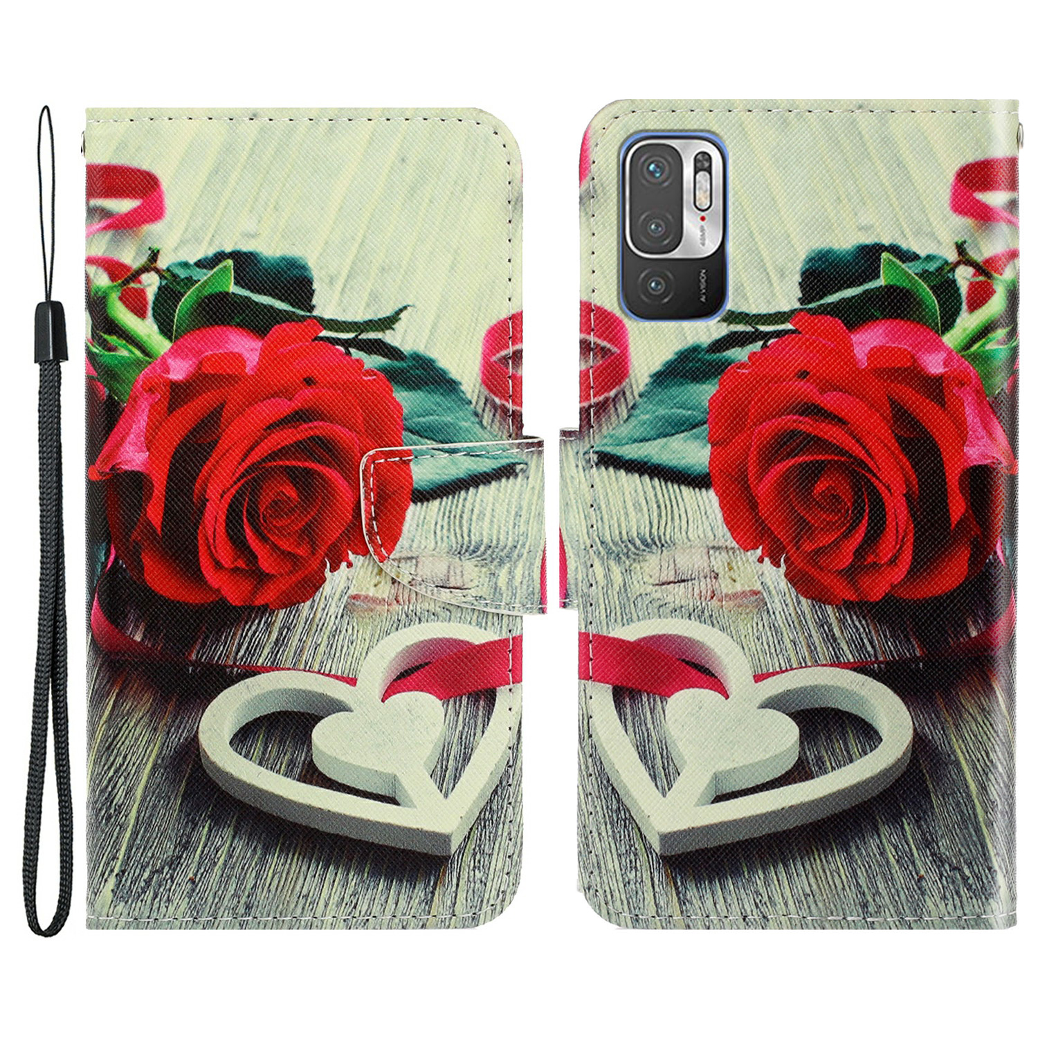 

Texture Croisée Élégante Imprimerie Anti-Drop Leather Phone Stand Clever Cover Avec Portefeuille Pour Xiaomi Poco M3 Pro 4g / 5G / Redmi Note 10 5G / Redmi Note 10T 5G - Rose Rouge