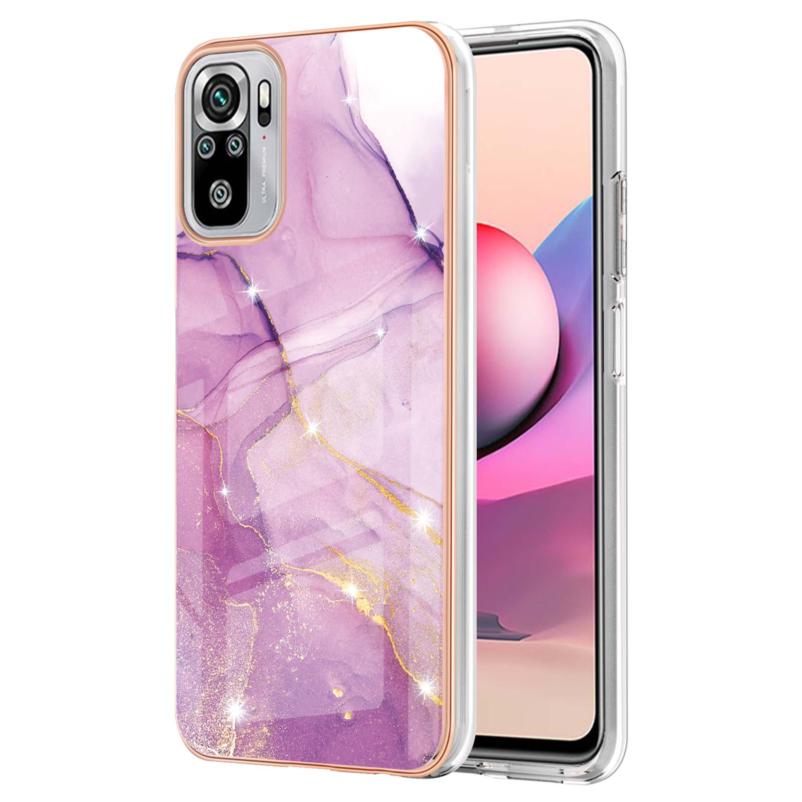 

Marble Design Electroplate IMD Soft TPU Anti-doigt-finger Résistant à un Étui de Téléphone Durable Résistant - Purple 001