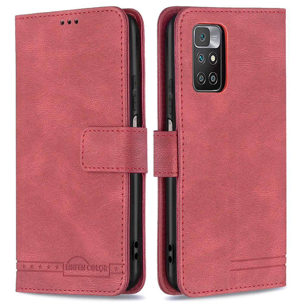 

Binfen Farbe BF09 Anti-swiping RFID Blocking Design Faltbares Ständer PU Leder Brieftaschenhülle Für Xiaomi Redmi Note 11 4G (MediaTek)/10 4G (2021)/10 2022 4G/10 Prime - Rot, Xiaomi Redmi 10 2022 4G
