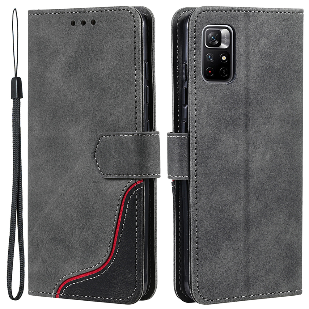 

Skin-touch-farbspleißen Gut Geschützter Brieftaschenstand Design Flip Phone Hülle Mit Riemen Für Xiaomi Redmi Note 11 Pro 5G (China) (MediaTek) / Anmerkung 11 Pro+ 5g - Grau, Xiaomi Redmi Note 11 Pro 5G (China) (MediaTek)