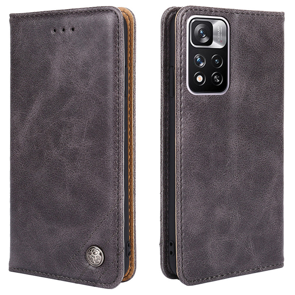 

Vintage Textur Dreieck Stitching Line Folio Flip Leder Telefonständer Wallet Shell Für Xiaomi Redmi Note 11 Pro 5g (China) (MediaTek)/Note 11 Pro+ 5G - Grau, Xiaomi Redmi Note 11 Pro 5G (China) (MediaTek)