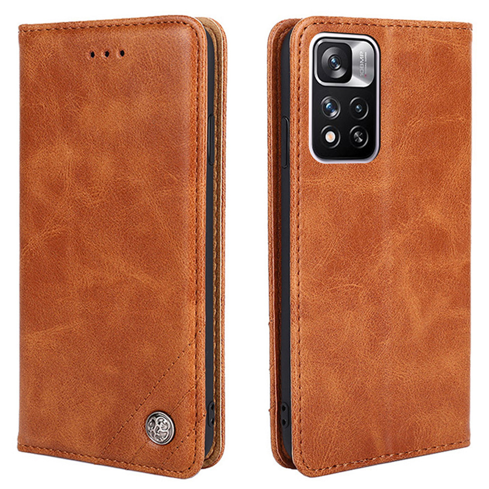 

Vintage Textur Dreieck Stitching Line Folio Flip Leder Telefonständer Wallet Shell Für Xiaomi Redmi Note 11 Pro 5g (China) (MediaTek)/Note 11 Pro+ 5G - Braun, Xiaomi Redmi Note 11 Pro 5G (China) (MediaTek)