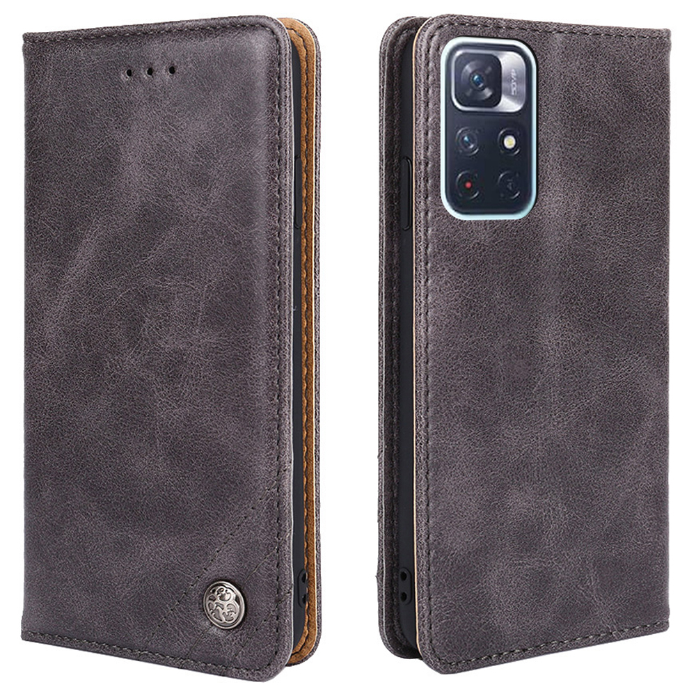 

Stand Wallet Design Vintage Textur Dreieck Stitching Line Leder Telefonhülle Shell Für Xiaomi Redmi Note 11 5G (China) (MediaTek)/Note 11s 5G/Note 11t 5G - Grau, Xiaomi Redmi Note 11S 5G