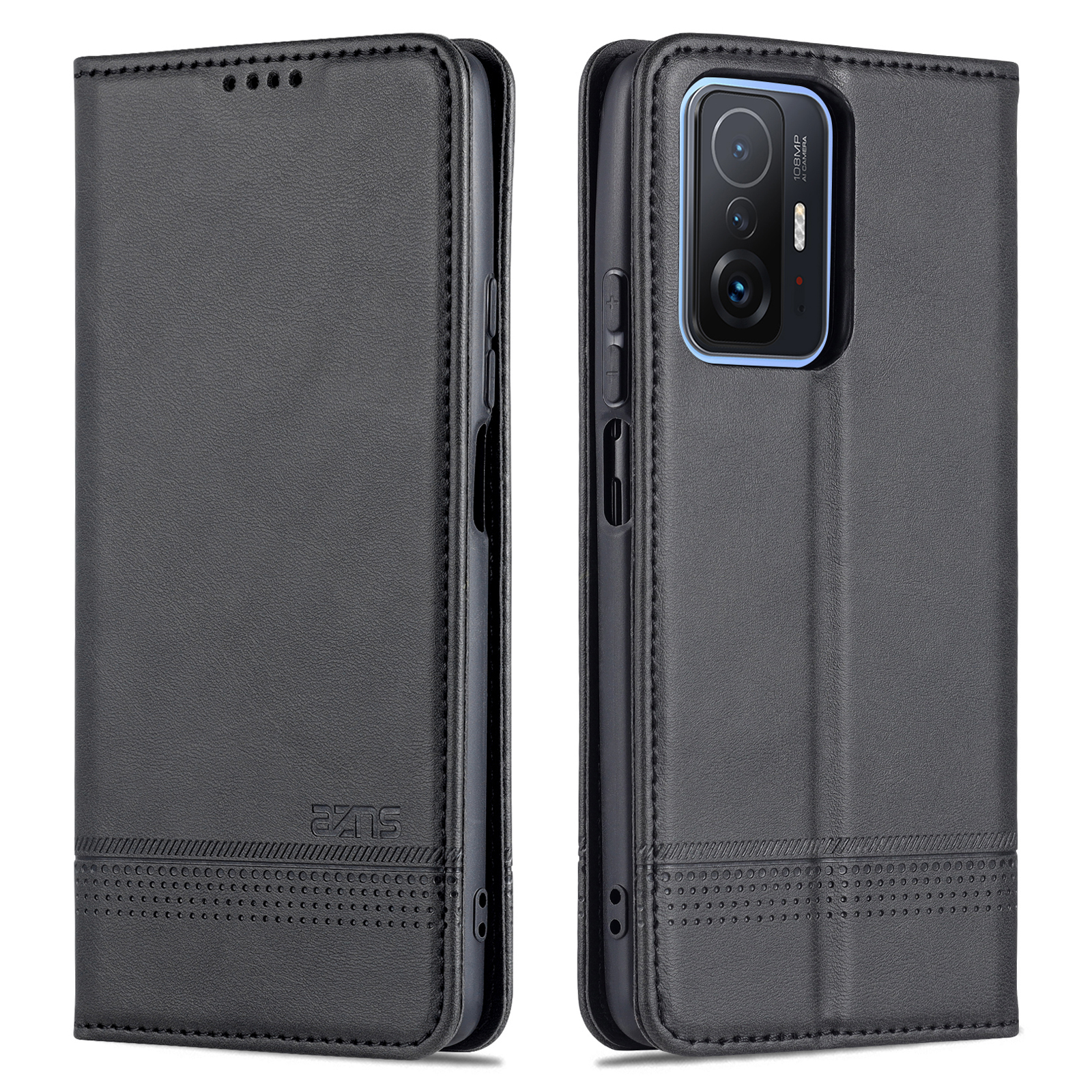 

AZNS Wallet Design Langlebiger PU Leder Schockdelie -telefonabdeckung Für Xiaomi 11t / Xiaomi 11t Pro - Schwarz, Xiaomi 11T 5G
