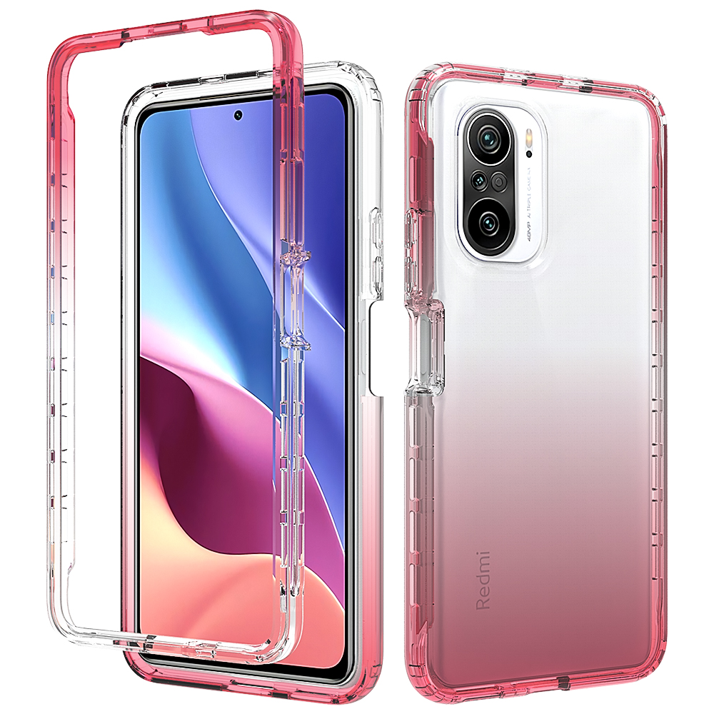 

Drop-Proof-Clear Case Abnehmbar 2-in-1-Design-Farbverlauf-Farb-TPU + PC-Telefonabdeckung Für Xiaomi Redmi K40 / Redmi K40 PRO / POCO F3 / MI 11I - Rot, Xiaomi Redmi K40