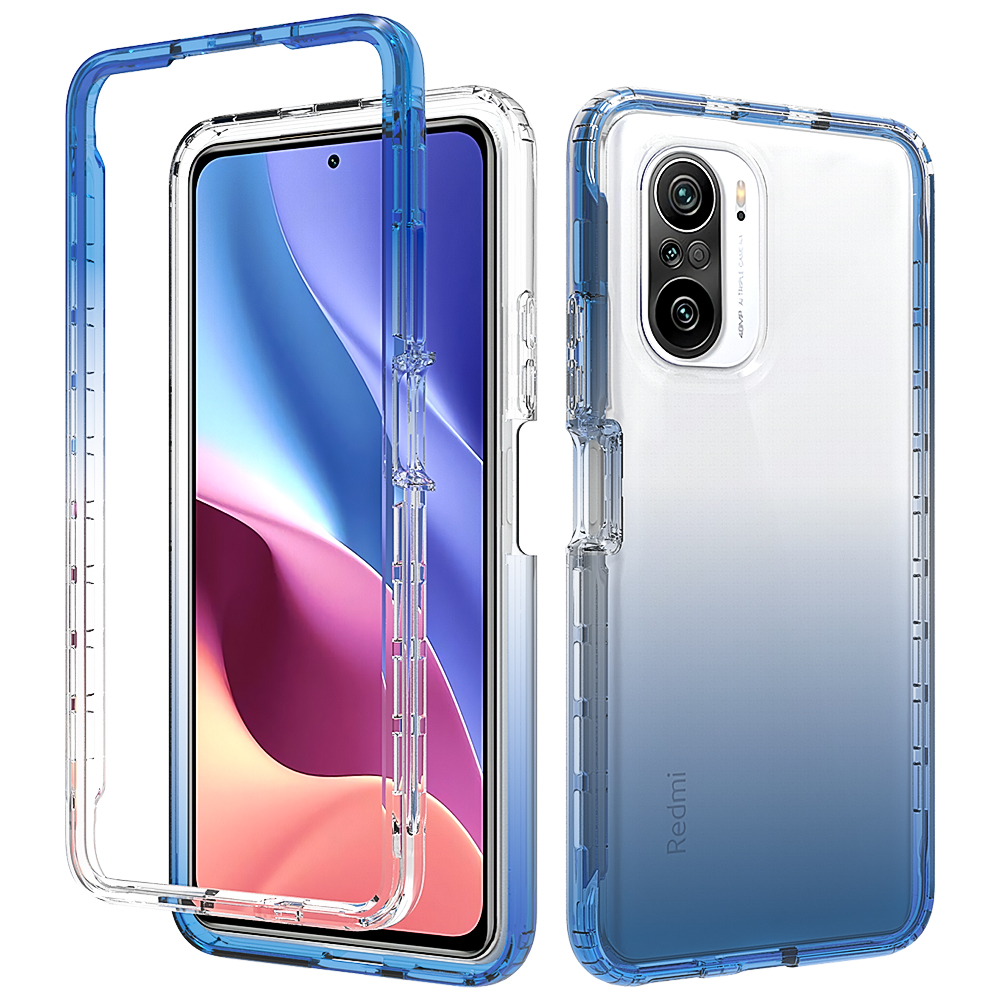 

Drop-Proof-Clear Case Abnehmbar 2-in-1-Design-Farbverlauf-Farb-TPU + PC-Telefonabdeckung Für Xiaomi Redmi K40 / Redmi K40 PRO / POCO F3 / MI 11I - Blau, Xiaomi Redmi K40