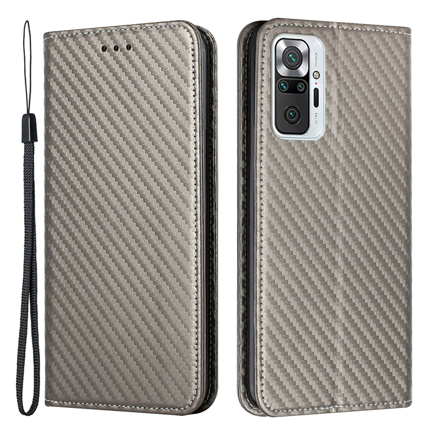 

Feste Farbfaser -textur Magnetische Autoschließabschluss Lederständer Brieftaschenabdeckung Telefonhülle Für Xiaomi Redmi Note 10 Pro 4G (indien)/(global) - Grau, Xiaomi Redmi Note 10 Pro 4G (India)