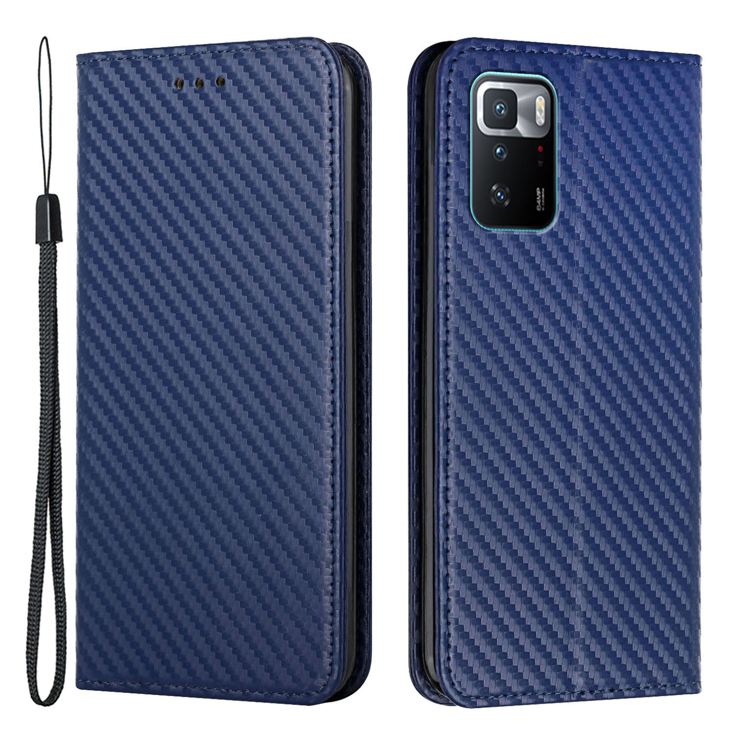 

Kohlefasertextur PU Lederabdeckung TPU -telefonhülle Mit Standbrieftasche Für Xiaomi Redmi Note 10 Pro 5G (China)/Poco X3 GT - Blau, Xiaomi Redmi Note 10 Pro 5G (China)