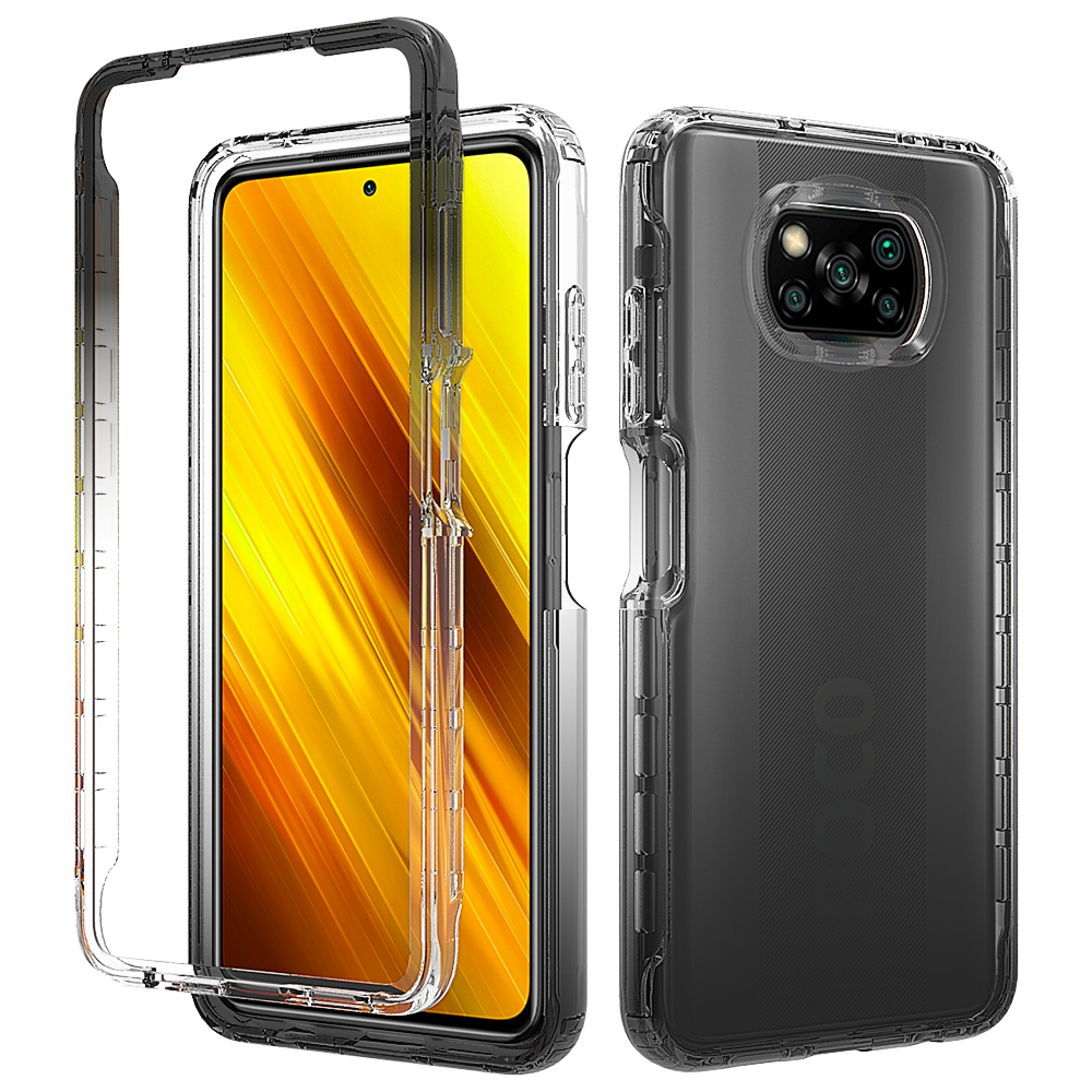 

Klare Stilvolle Farbverlauf-Farbkoffer Abnehmbar 2-in-1-Design Anti-Scratch-TPU + PC-Telefonabdeckung Für Xiaomi POCO X3 NFC / POCO X3 / POCO X3 PRO - Schwarz, Xiaomi Poco X3 NFC