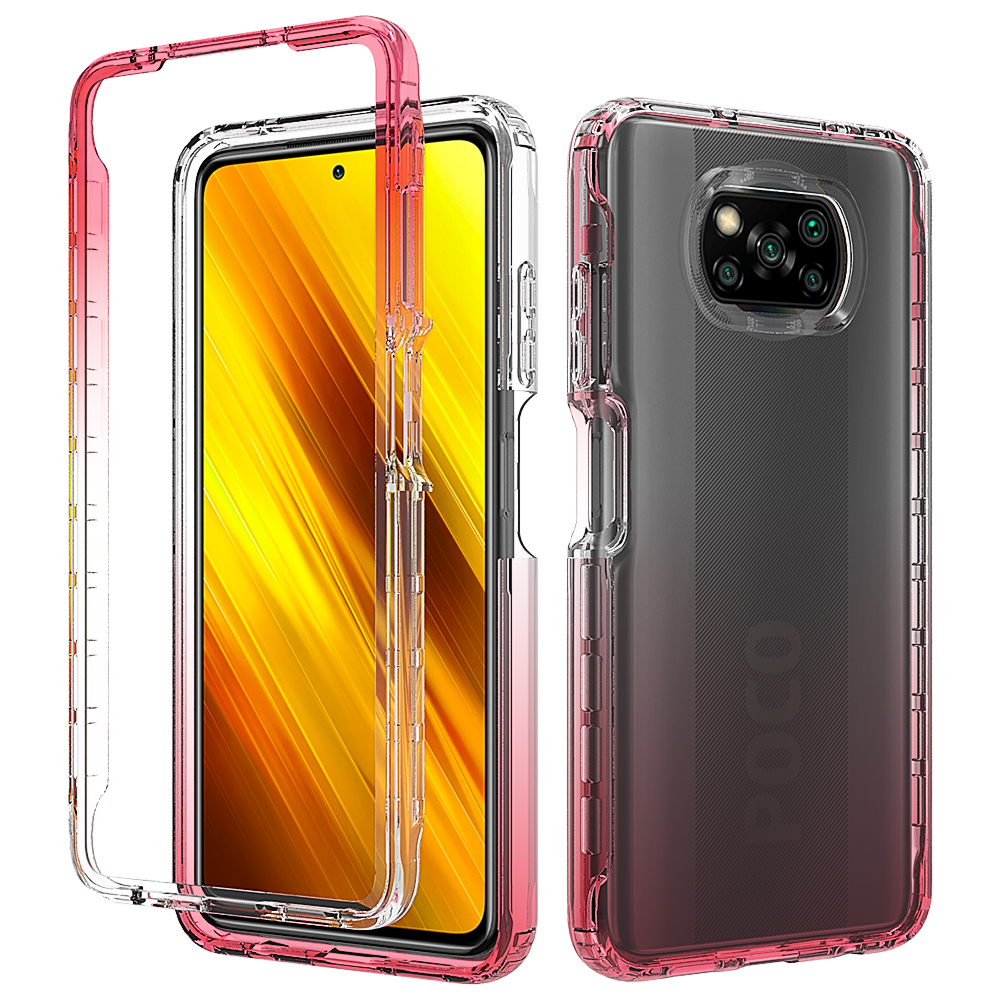 

Klare Stilvolle Farbverlauf-Farbkoffer Abnehmbar 2-in-1-Design Anti-Scratch-TPU + PC-Telefonabdeckung Für Xiaomi POCO X3 NFC / POCO X3 / POCO X3 PRO - Rot, Xiaomi Poco X3 NFC