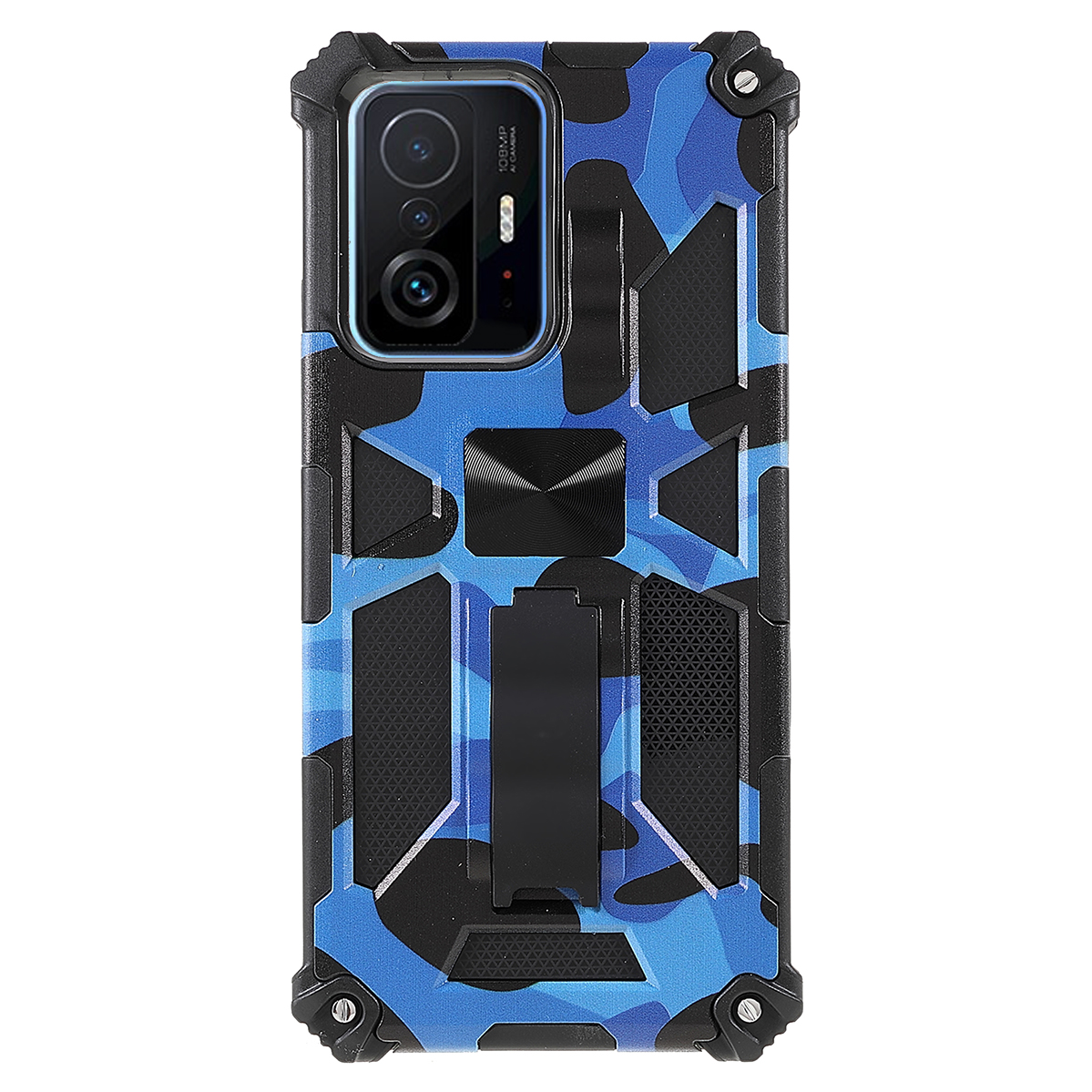 

Anti-Scratch-integrierter Kickstand Camouflage Design Drop-Proof-Telefon-Case-Shell Für Xiaomi 11T / 11T Pro - Dunkelblau, Xiaomi 11T 5G