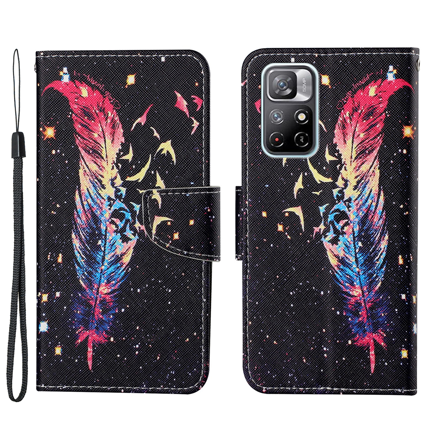 

Cross Texturmuster Druckleder -hülle Ballet -brieftasche Telefonabdeckung Mit Riemen Für Xiaomi Redmi Note 11 Pro 5G (China) (mediatek)/note 11 Pro+ 5G - Feder, Xiaomi Redmi Note 11 Pro 5G (China) (MediaTek)