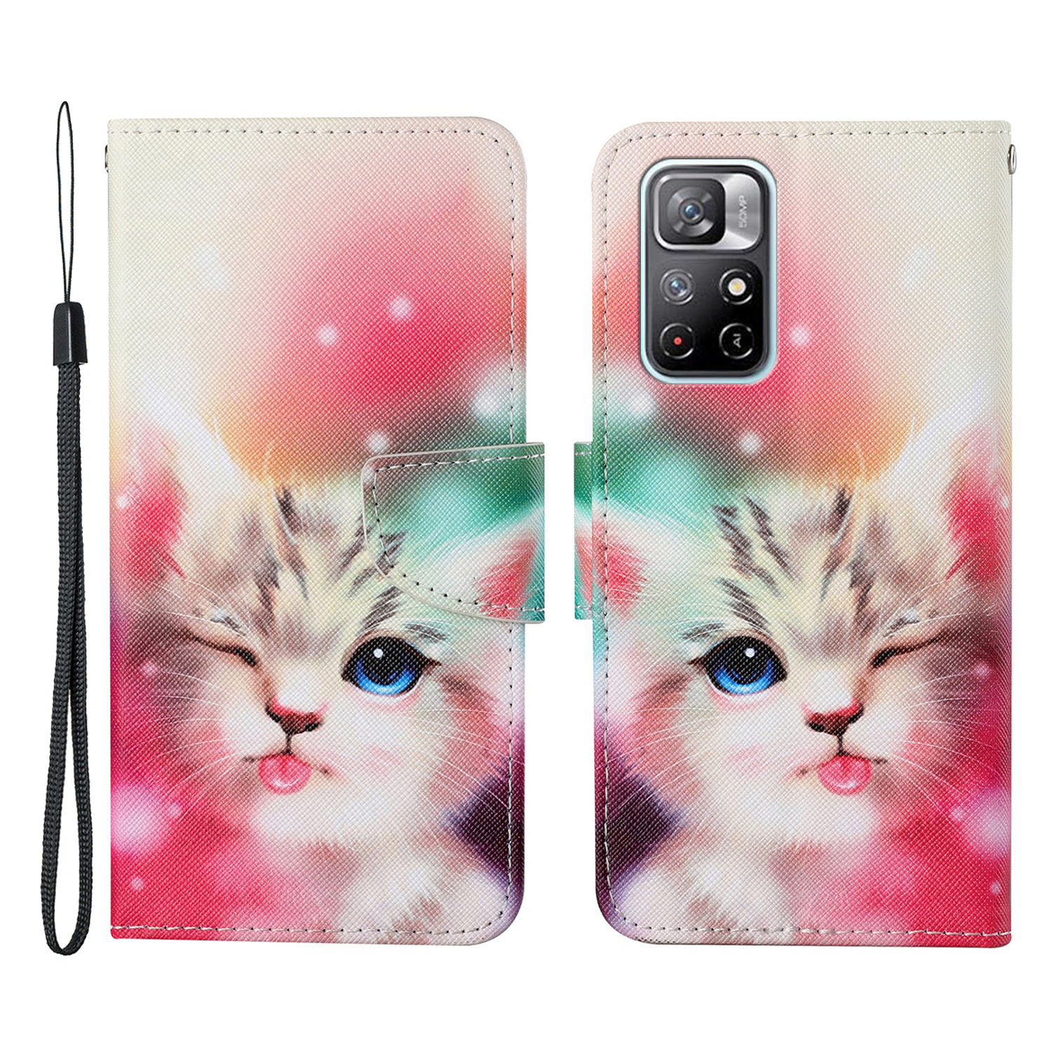 

Cross Texturmuster Druckleder -hülle Ballet -brieftasche Telefonabdeckung Mit Riemen Für Xiaomi Redmi Note 11 Pro 5G (China) (mediatek)/note 11 Pro+ 5G - Katze, Xiaomi Redmi Note 11 Pro 5G (China) (MediaTek)