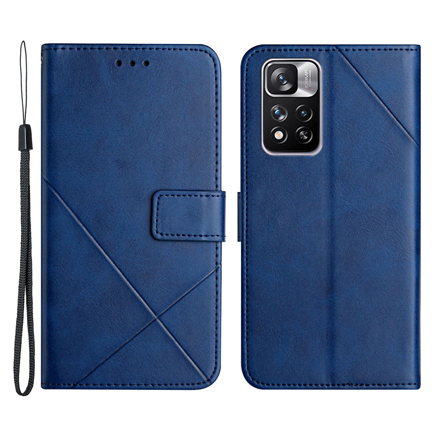

Abdruck Line Design Solid Color PU Leder Schutzhülle Mit Brieftasche Für Xiaomi Redmi Note 11 Pro 5G (China) (mediatek)/note 11 Pro+ 5G - Blau, Xiaomi Redmi Note 11 Pro 5G (China) (MediaTek)