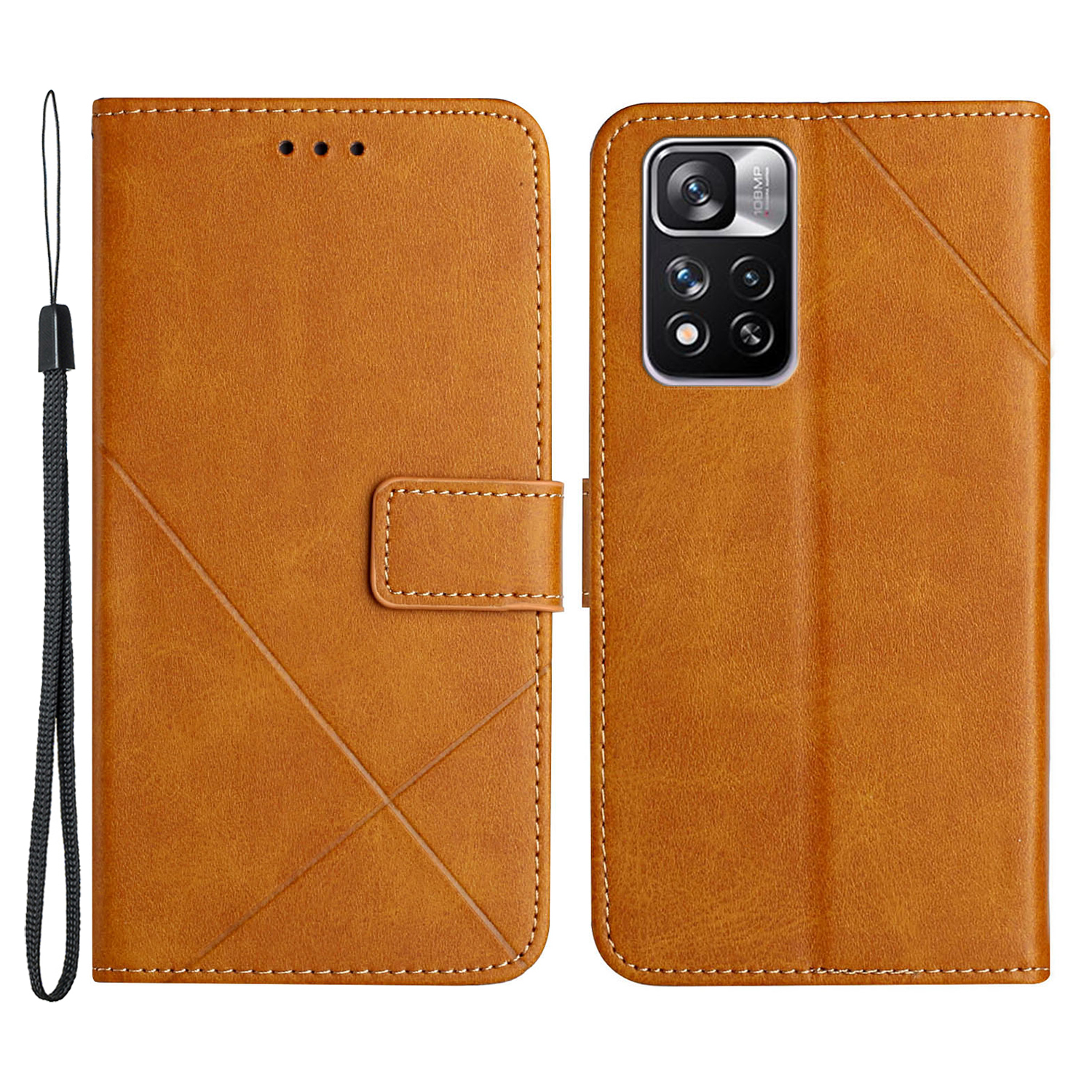 

Abdruck Line Design Solid Color PU Leder Schutzhülle Mit Brieftasche Für Xiaomi Redmi Note 11 Pro 5G (China) (mediatek)/note 11 Pro+ 5G - Gelb, Xiaomi Redmi Note 11 Pro 5G (China) (MediaTek)