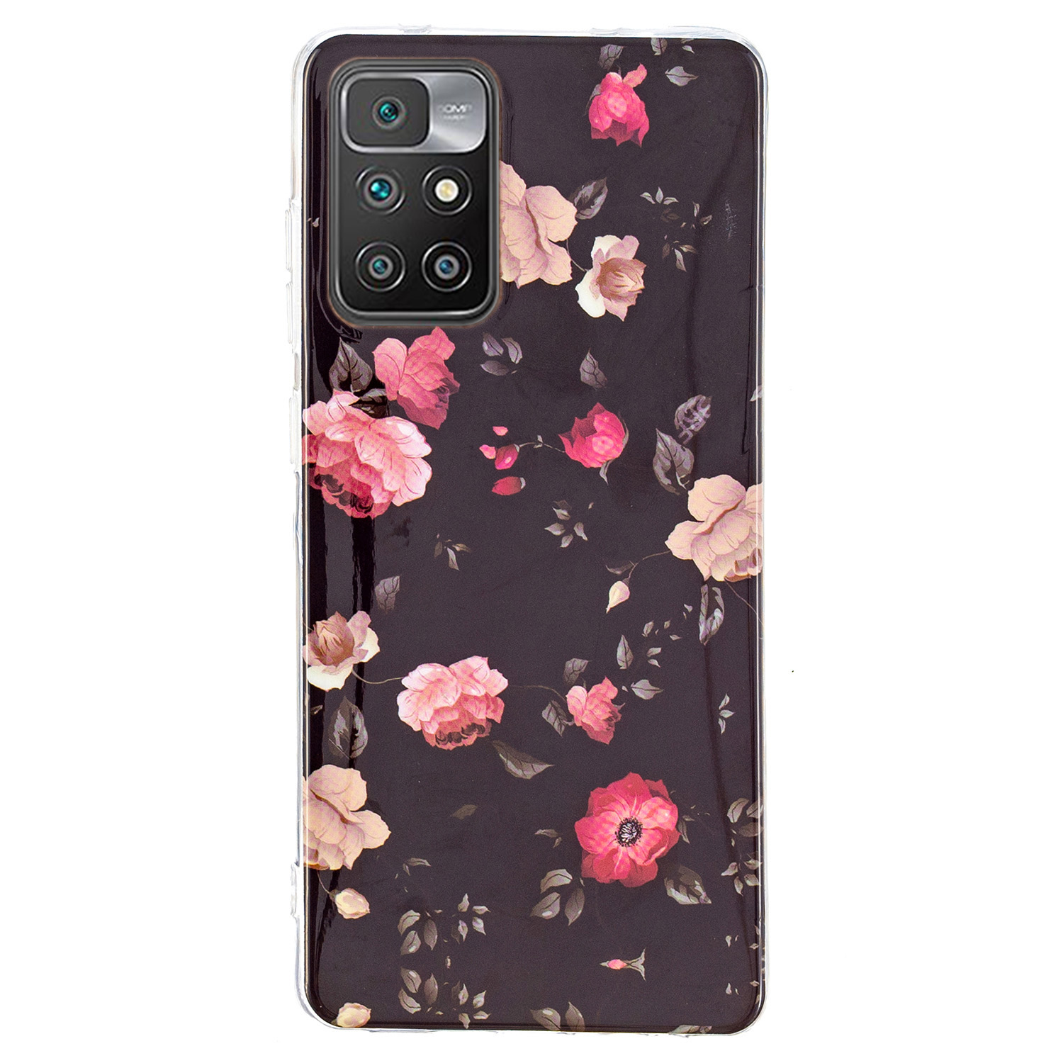 

Leichte Noktiluzente Leuchtende Weiche Tpu-abdeckung Anti-kratzer-schutzhülle Für Xiaomi Redmi Note 11 4G (MediaTek)/10 4G (2021)/10 2022 4G/10 Prime - Schwarzer Boden Rose, Xiaomi Redmi 10 2022 4G