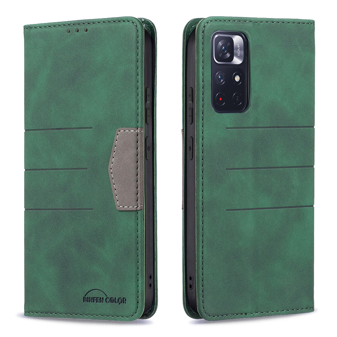 

Binfen Color BF10 Couleur Épissage Auto-absorbed Magnetic Cuir Base Stand Téléphone Téléphone Pour Xiaomi Redmi Note 11 5G (chine) (mediatek) / Redmi Note 11T 5G / Redmi Note 11S 5G - Vert