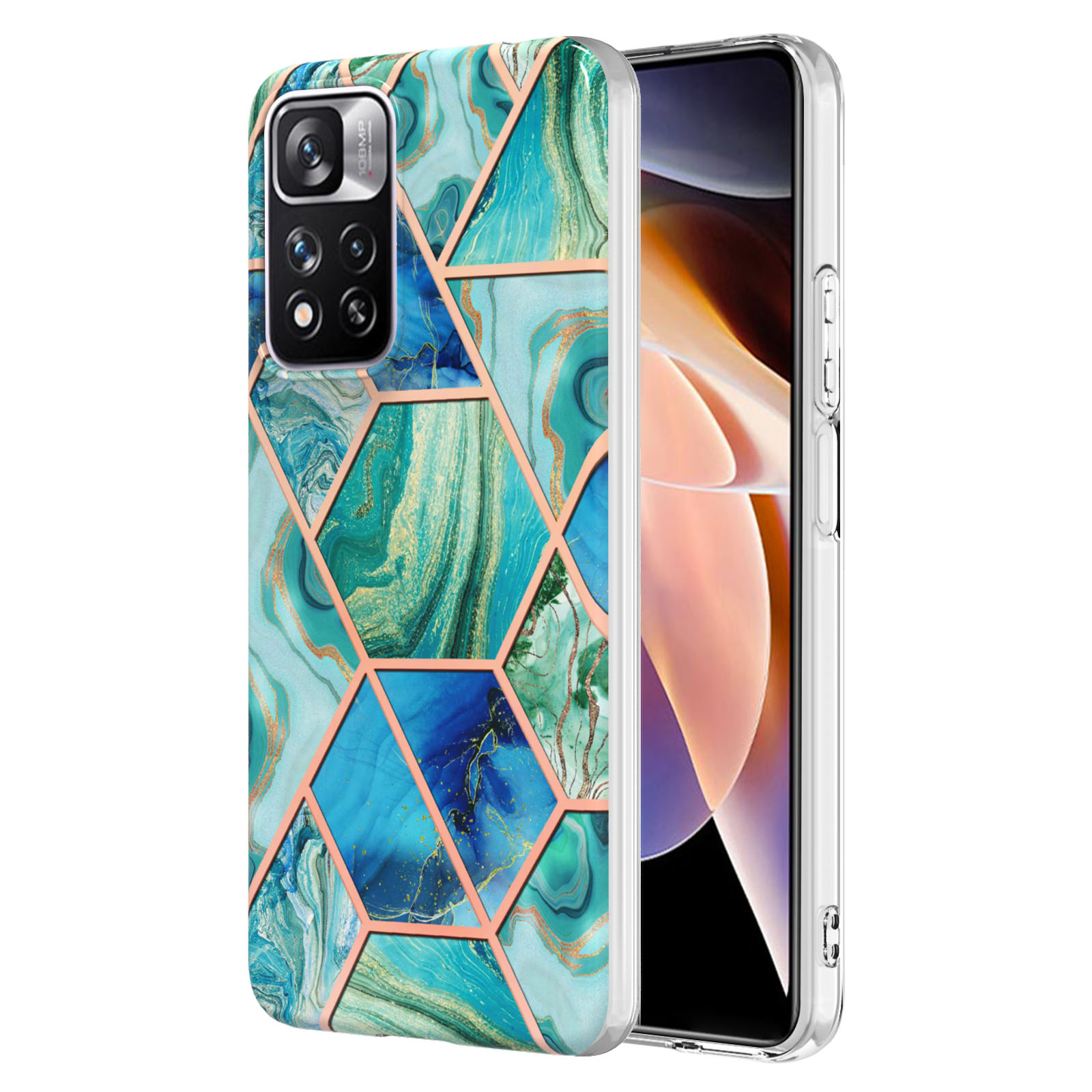 

Marble Pattern Design IMD TPU Skin 2.0mm Corner Protection Shockproof Electroplating Cover for Xiaomi Redmi Note 11 Pro 5G (China) (MediaTek) / Note 11 Pro+ 5G - Green