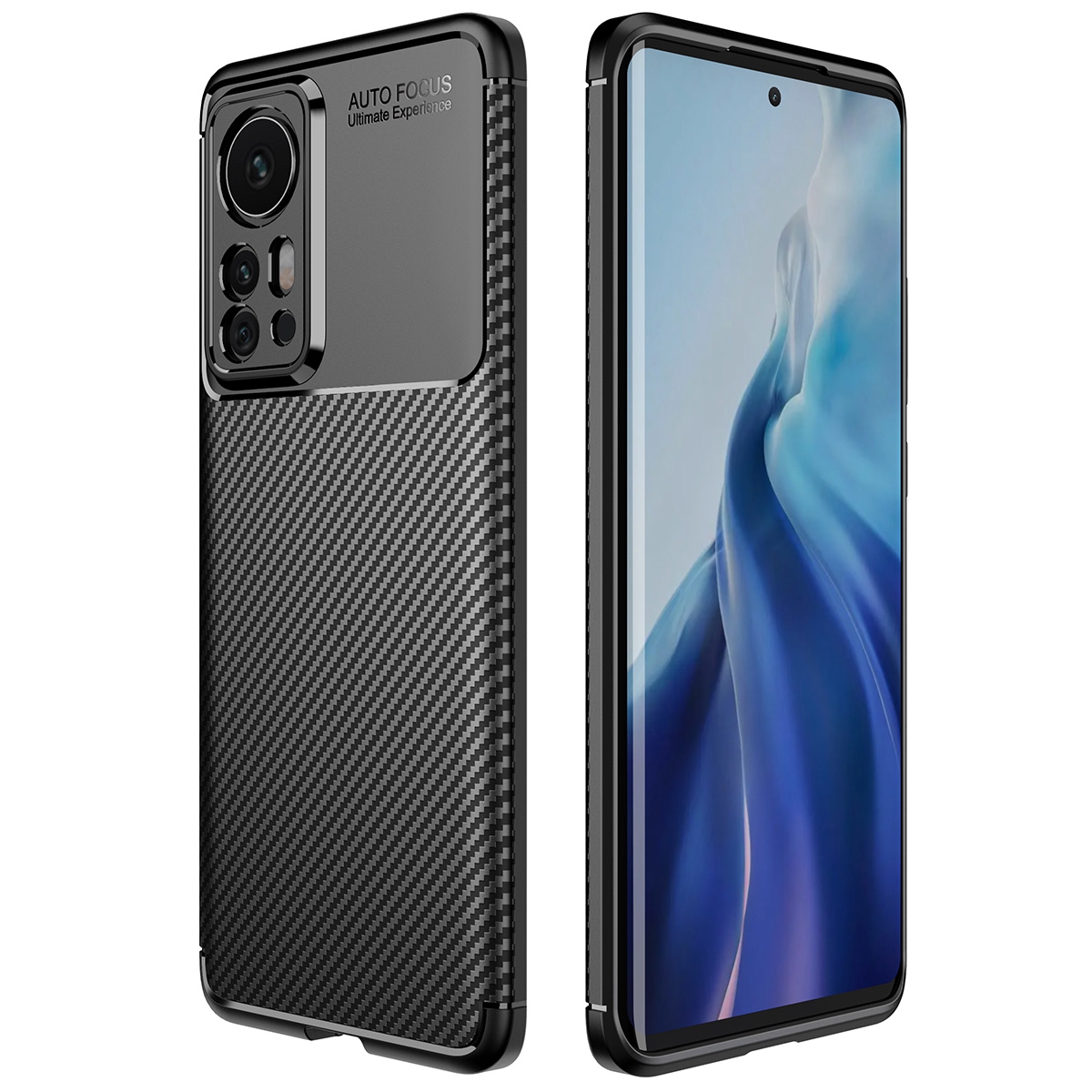 

Kohlefaser-textur-design Anti-fingerabdruck Drop-Protection Tpu-telefonabdeckung Für Xiaomi 12 Pro 5g / 12s Pro 5G /12 Pro (abmessung) 5G - Schwarz, Xiaomi 12 Pro 5G