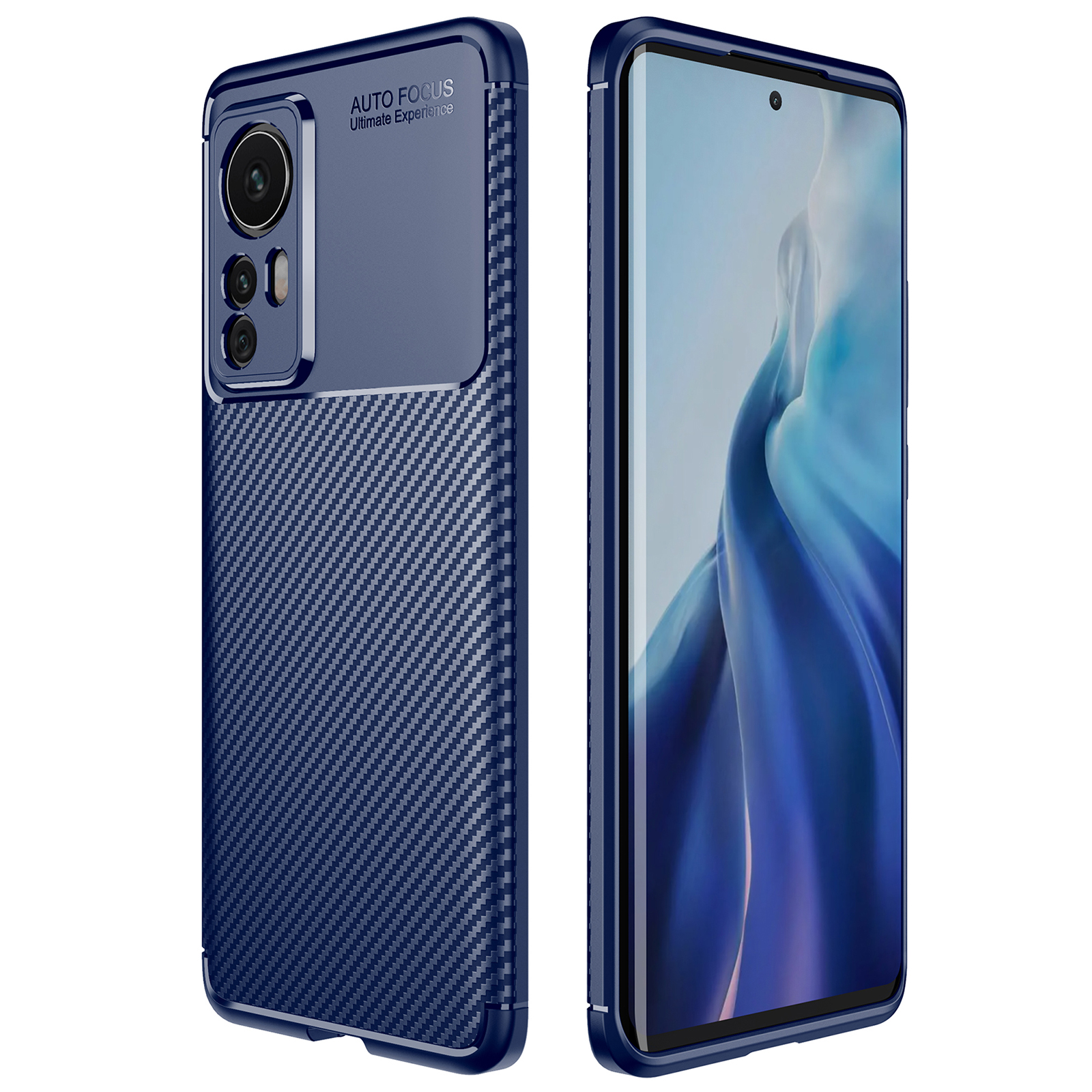 

Kohlefaser-textur Fingerabdruckfreie Anti-drogen-telefonkoffer Soft Tpu-telefonabdeckung Für Xiaomi 12 5g/12x 5g/12s 5G - Blau, Xiaomi 12 5G