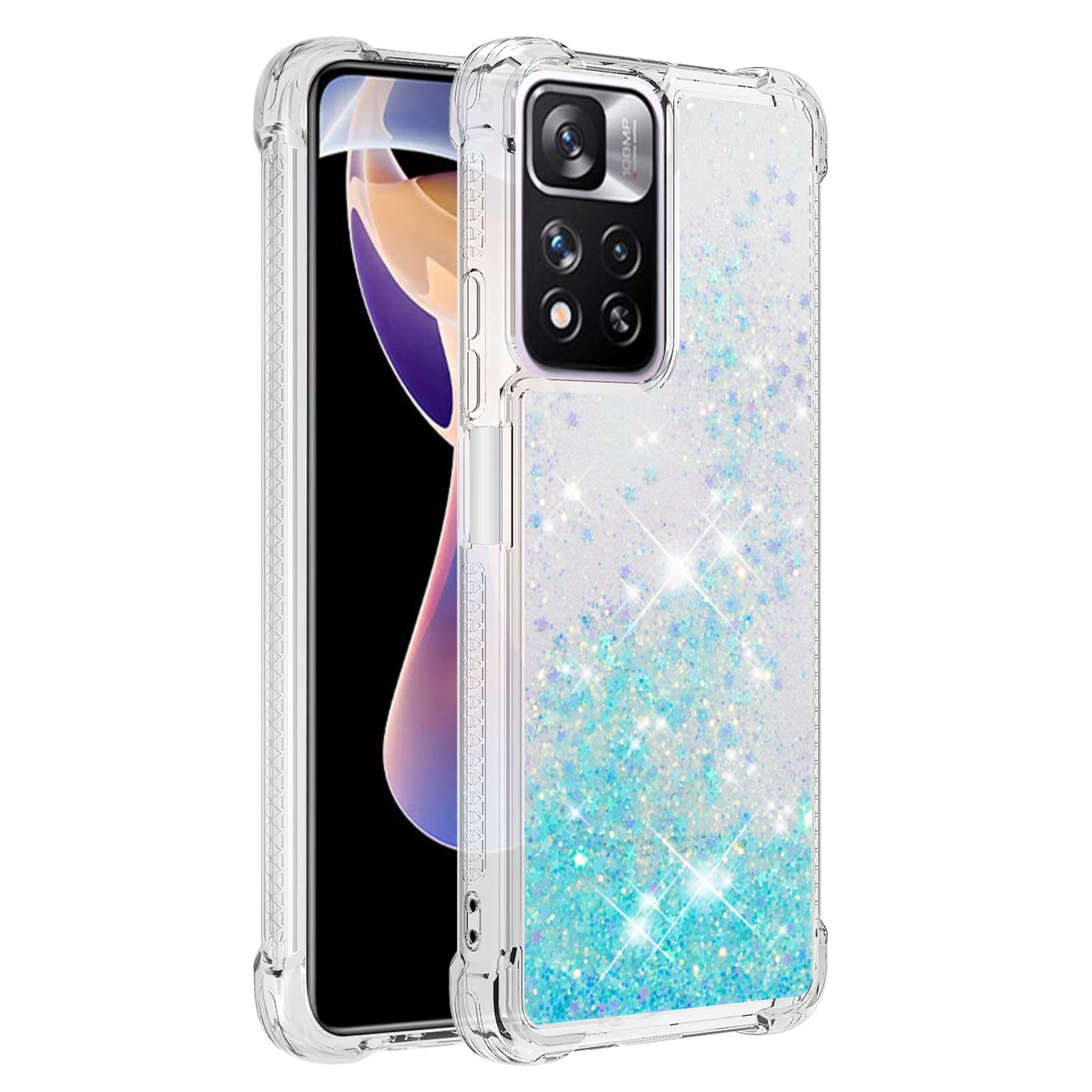 

LE1 -serie Moving Glitter -pailletten Quicksand TPU -hülle Schutz Telefonabdeckung Shell Für Xiaomi Redmi Note 11 Pro+ 5G/Redmi Note 11 Pro 5G (China) (mediatek) - Blau/pentagramm, Xiaomi Redmi Note 11 Pro 5G (China) (MediaTek)