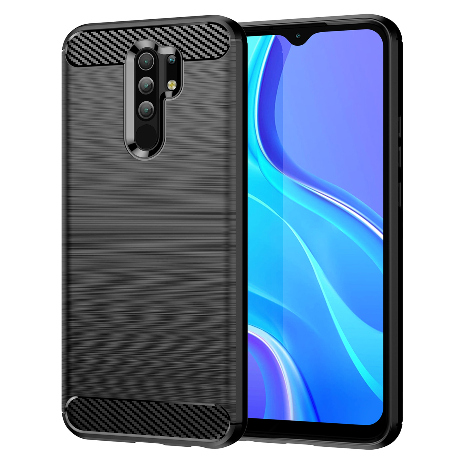 

1,8 mm Kohlefaser Textur Gebürstete Schutzschutzbedeckung Handy TPU -hülle Für Xiaomi Poco M2/M2 Reladed/redmi 9/redmi 9 Prime (global) - Schwarz, Xiaomi Poco M2