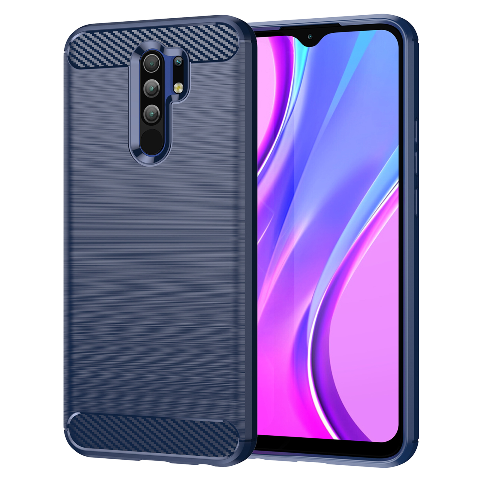 

1,8 mm Kohlefaser Textur Gebürstete Schutzschutzbedeckung Handy TPU -hülle Für Xiaomi Poco M2/M2 Reladed/redmi 9/redmi 9 Prime (global) - Blau, Xiaomi Poco M2