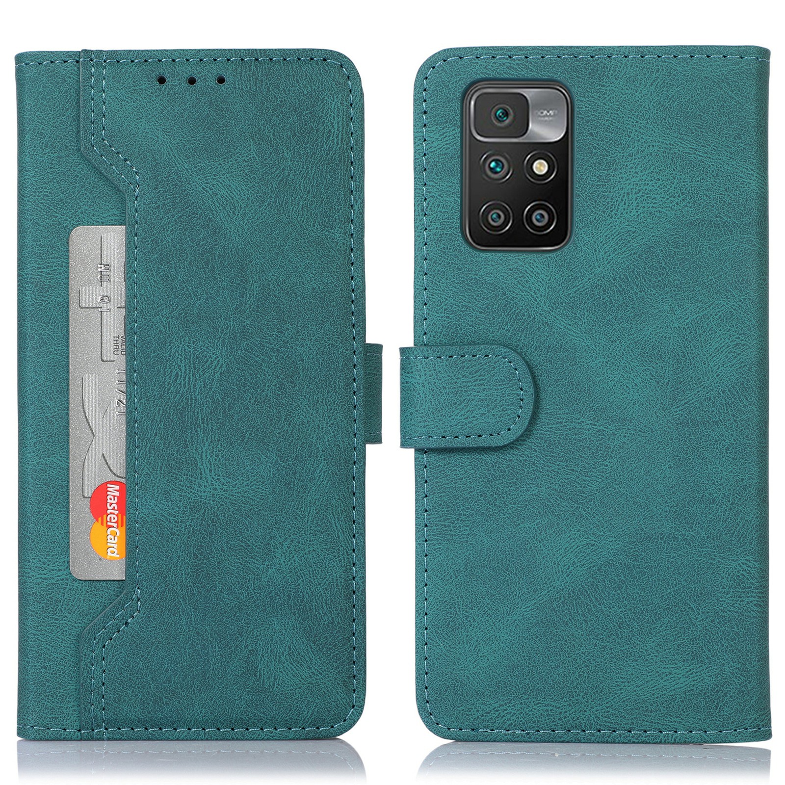 

Außenkartenhalterstitching PU Leder Hülle Wallet Stand Telefonabdeckung Für Xiaomi Redmi Note 11 4G (mediatek)/redmi 10 4G (2021)/Redmi 10 2022 4G/10 Prime - Grün, Xiaomi Redmi Note 11 4G (MediaTek)