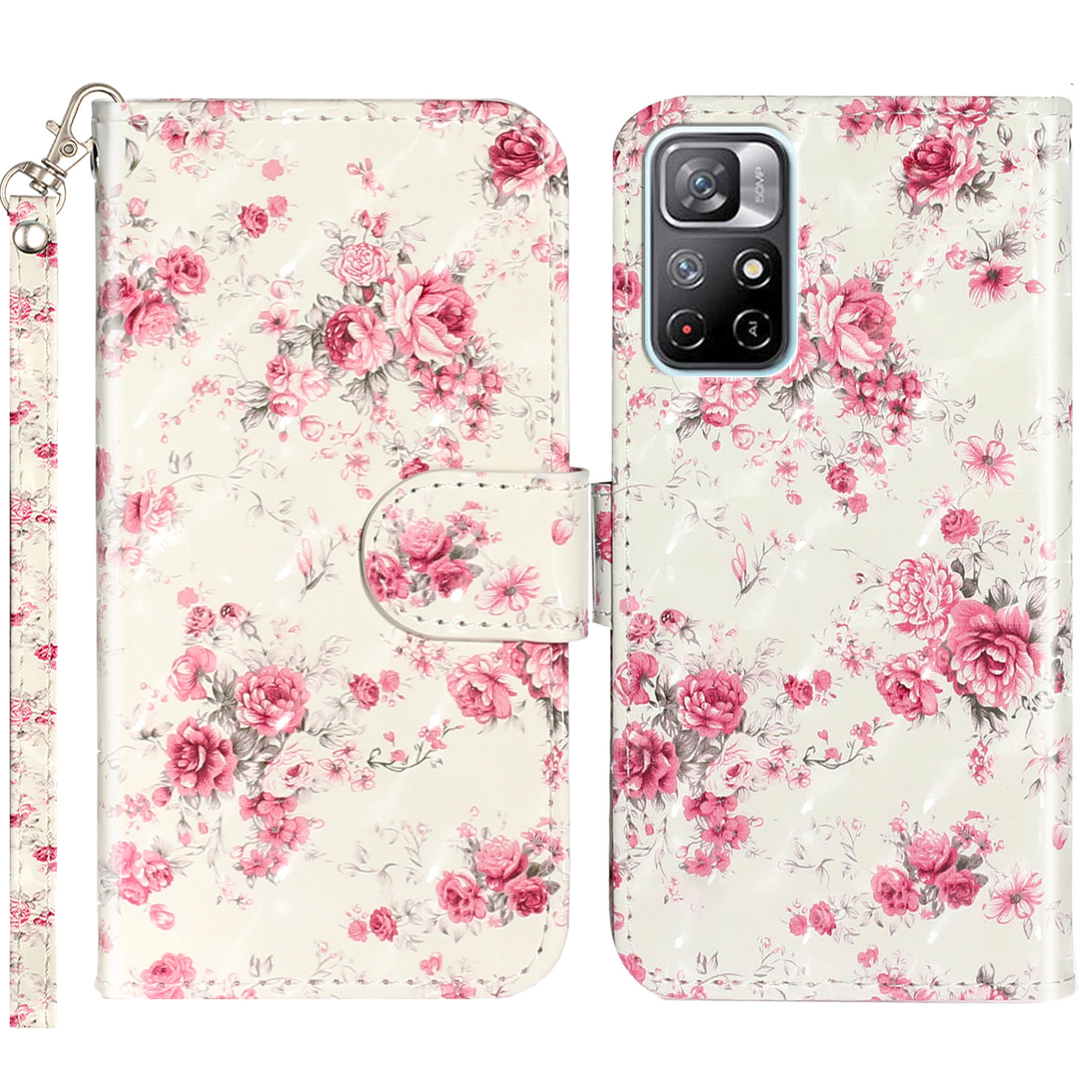 

PU Leder Buchständer Flip Wallet Hülle Magnetische Verschluss 3D Kreatives Musterdruck Telefonabdeckung Für Xiaomi Redmi Note 11 5G (China) (mediatek)/note 11s 5G/Note 11t 5G - Rosen, Xiaomi Redmi Note 11 5G (China) (MediaTek)