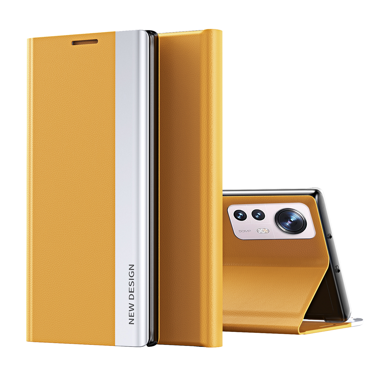 

Folio Flip Full Protection PU Lederstand Schutzhülle Für Xiaomi 12 5g / 12x 5g / 12s 5g - Gelb, Xiaomi 12 5G