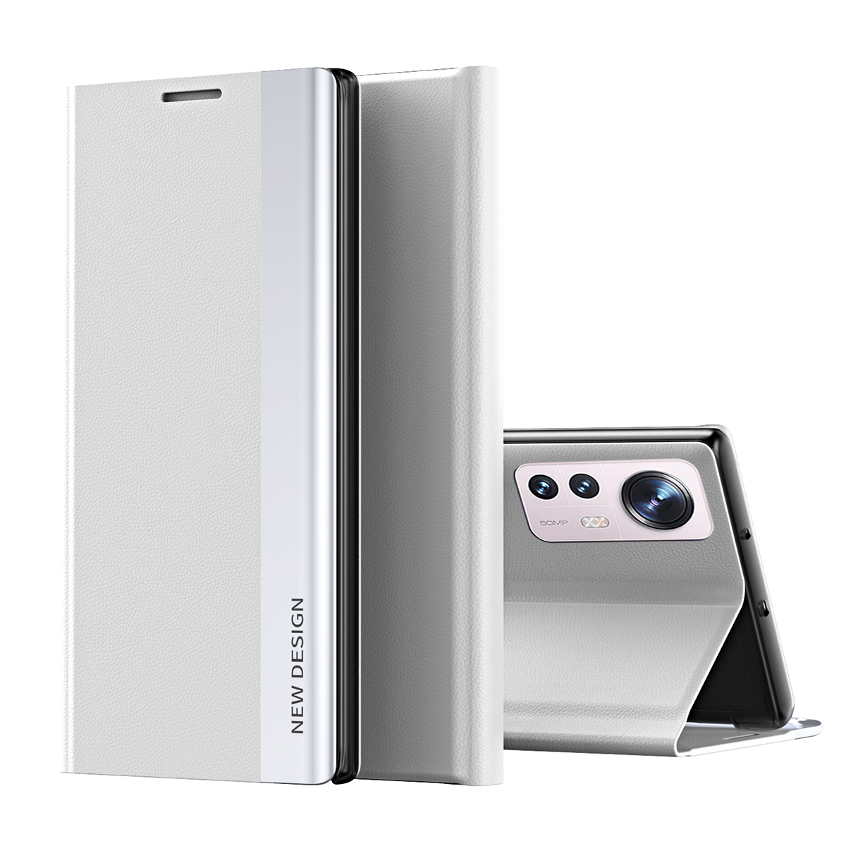 

Magnetische Absorption PU Leder + PC Faltbarer Stand Phone Hülle Für Xiaomi 12 Pro 5g / 12s Pro 5G /12 Pro (abmessung) 5G - Silber-, Xiaomi 12 Pro 5G