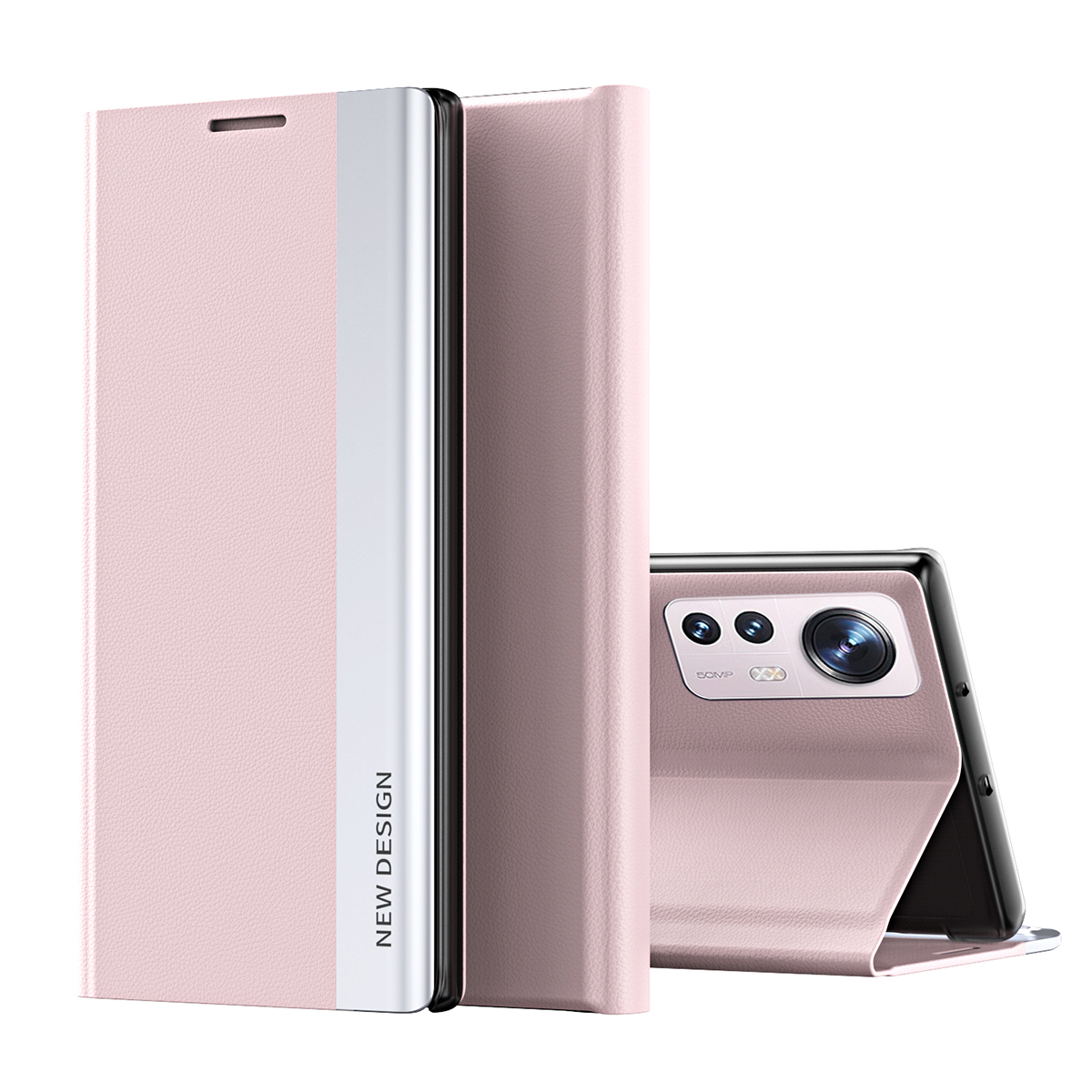 

Magnetische Absorption PU Leder + PC Faltbarer Stand Phone Hülle Für Xiaomi 12 Pro 5g / 12s Pro 5G /12 Pro (abmessung) 5G - Rosa, Xiaomi 12 Pro 5G