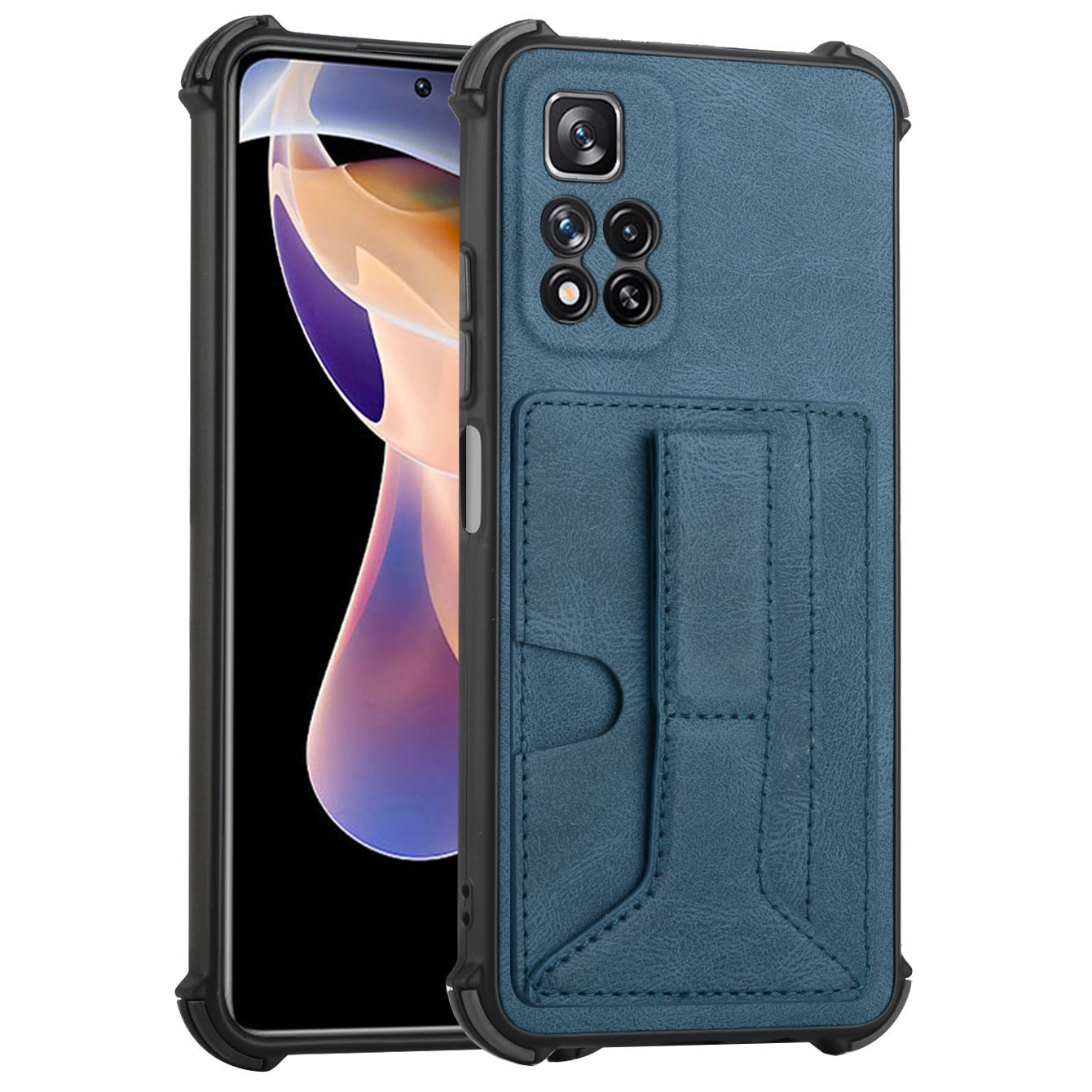 

TA1 Series PU Leather Coated TPU Phone Case for Xiaomi Redmi Note 11 Pro+ 5G/Redmi Note 11 Pro 5G (China) (MediaTek) Card Slot Kickstand Mobile Phone Cover - Sapphire