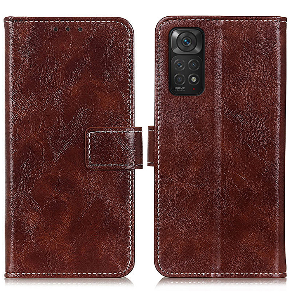 

Pour Xiaomi Redmi Note 11 4G (Qualcomm) / Note Redmi Note 11S 4G Crazy Horse Texture Portefeuille Téléphone Portefeuille Vintage PU Stand Couvercle De Protection Protecteur - Marron