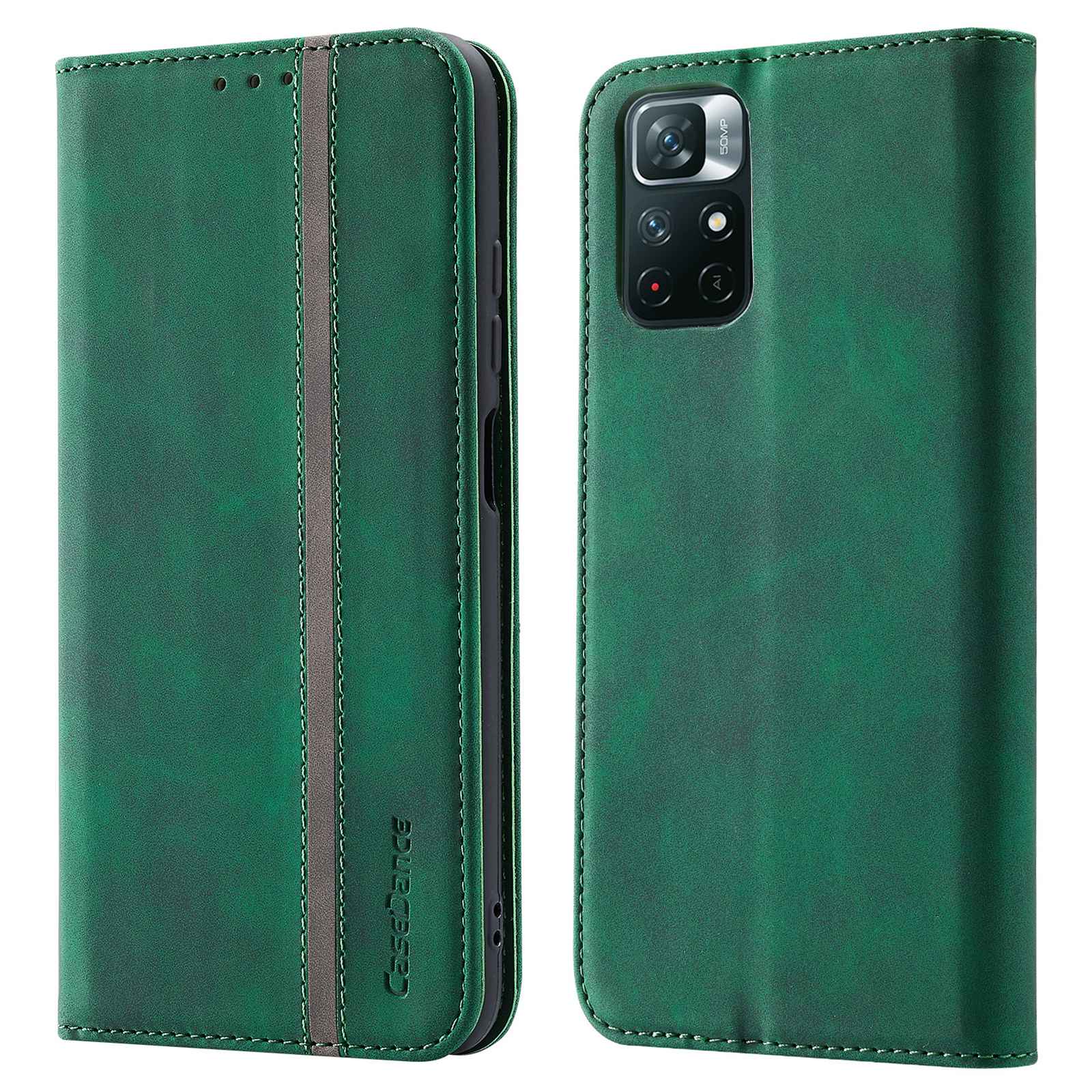

Casédance Pour Xiaomi Redmi Note 11 5G (chine) (mediatek) / Note 11T 5G / Note 11S 5G Waltz 001 Series PU Leather + Tpu Stand Magnetic Auto Fermeure Cover Case Avec Portefeuille - Vert