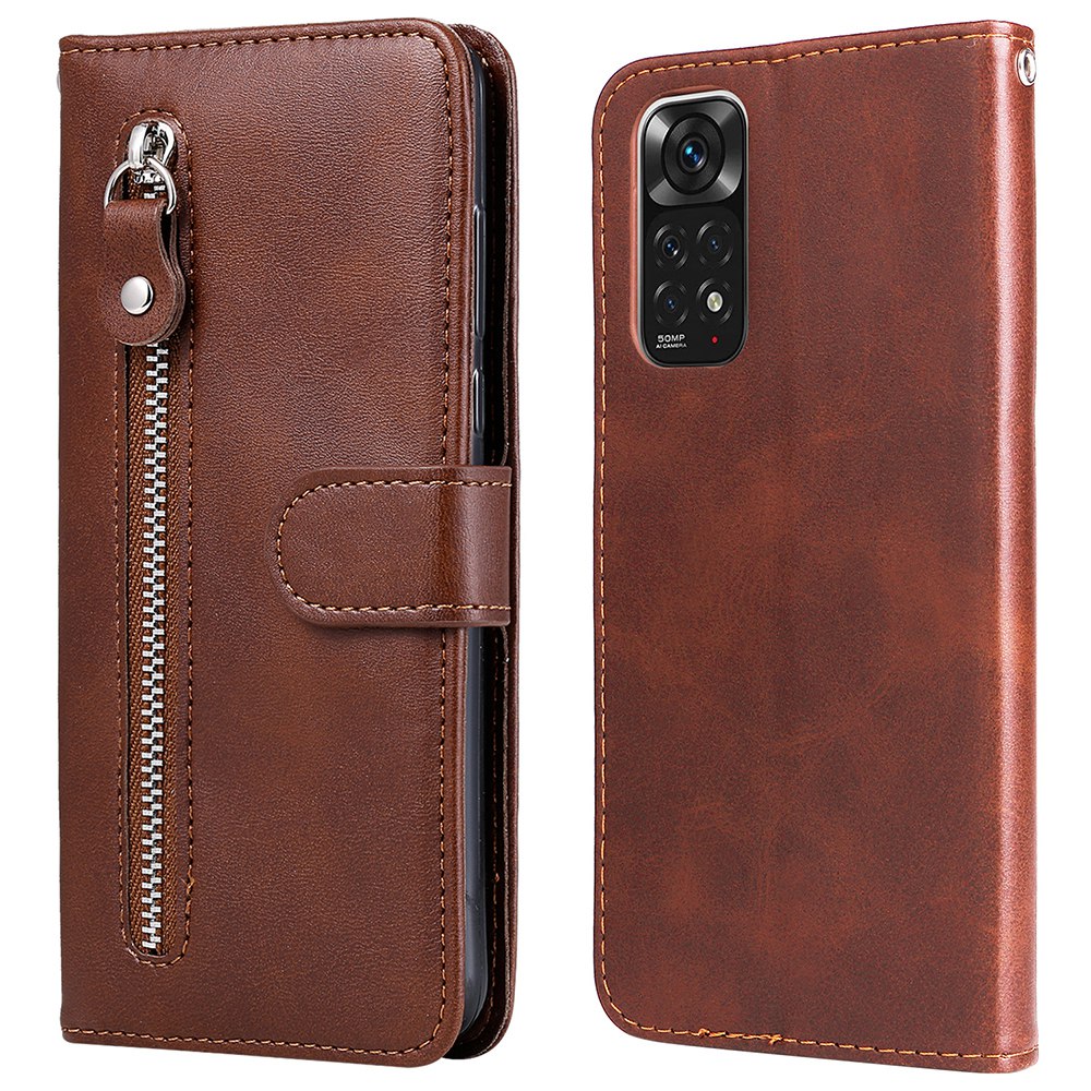 

Pour Xiaomi Redmi Note 11 4G (Qualcomm) / RedMI Note 11S 4G Fermoir Magnétique Couvercle De Téléphone De Téléphone De Téléphone À La Fermeture À Glissière À La Fermeture À Glissière Antichoc Rocheux - Brun